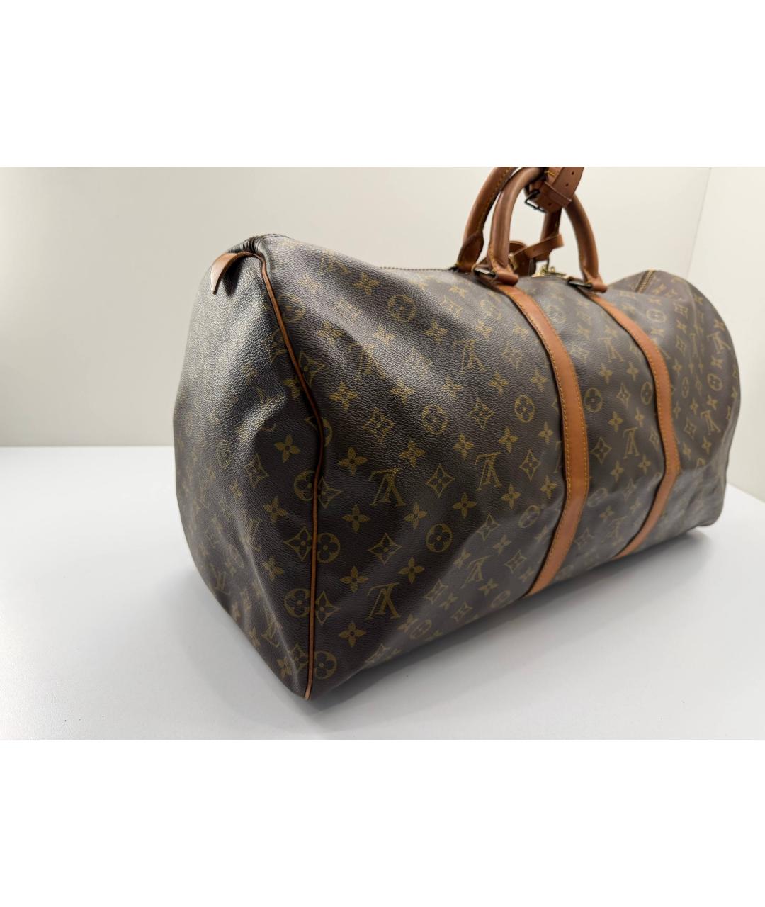 LOUIS VUITTON Коричневая кожаная дорожная/спортивная сумка, фото 6
