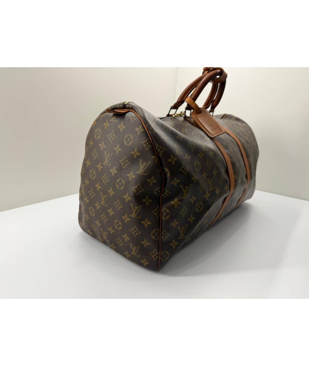 LOUIS VUITTON Коричневая кожаная дорожная/спортивная сумка, фото 4
