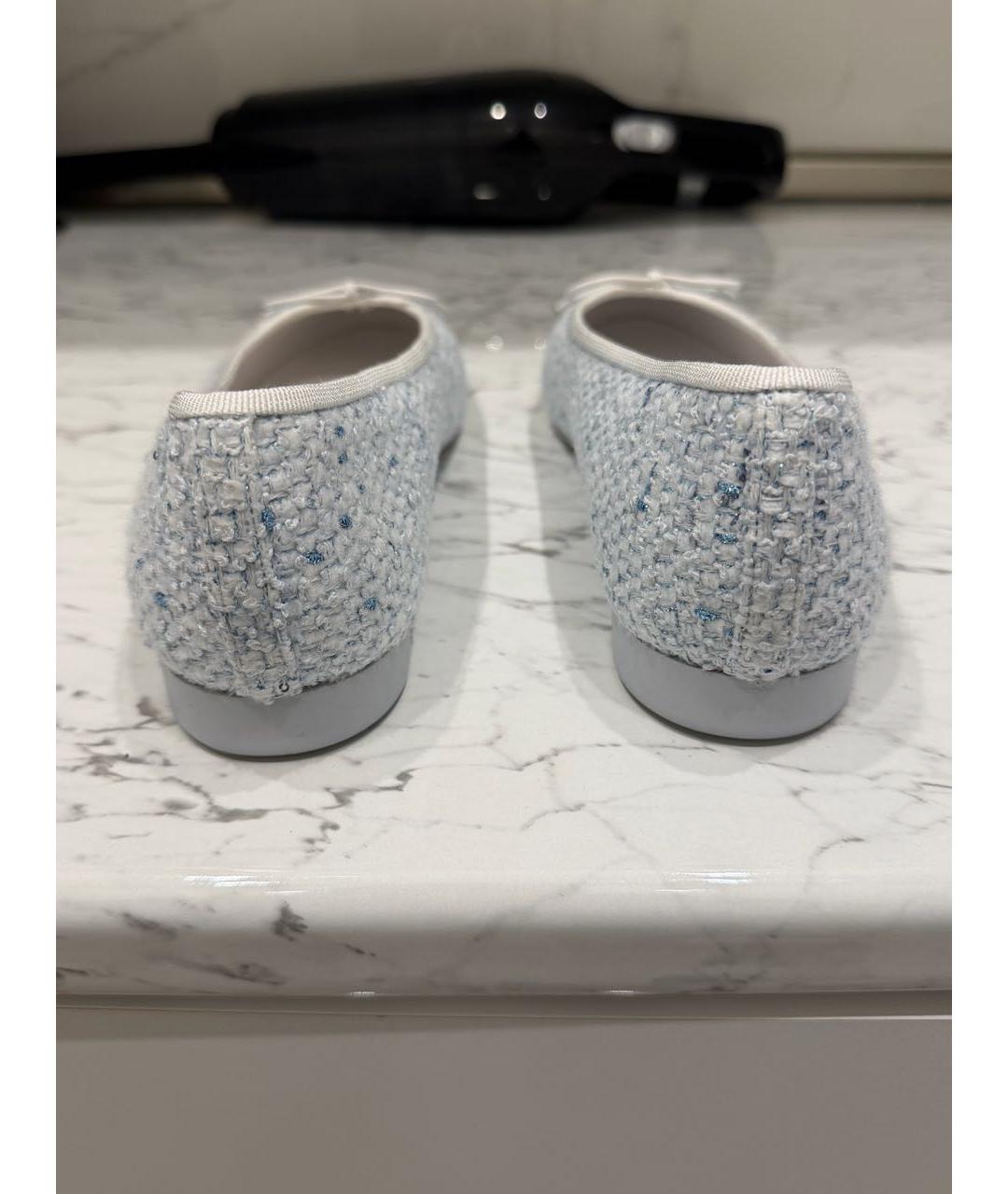 CHANEL Голубые текстильные балетки, фото 4