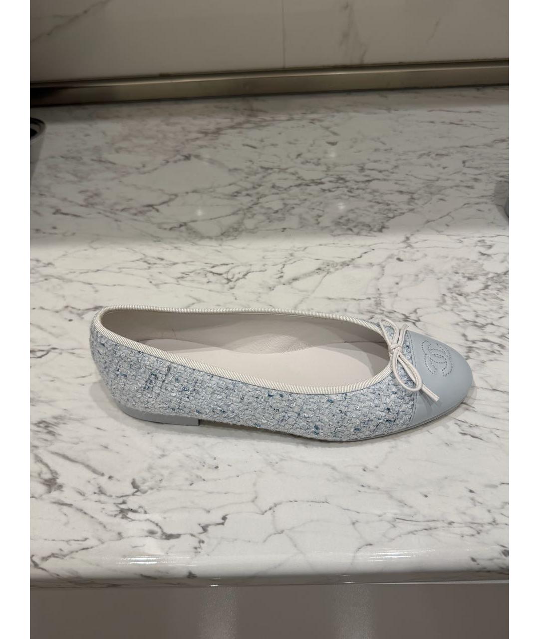 CHANEL Голубые текстильные балетки, фото 6