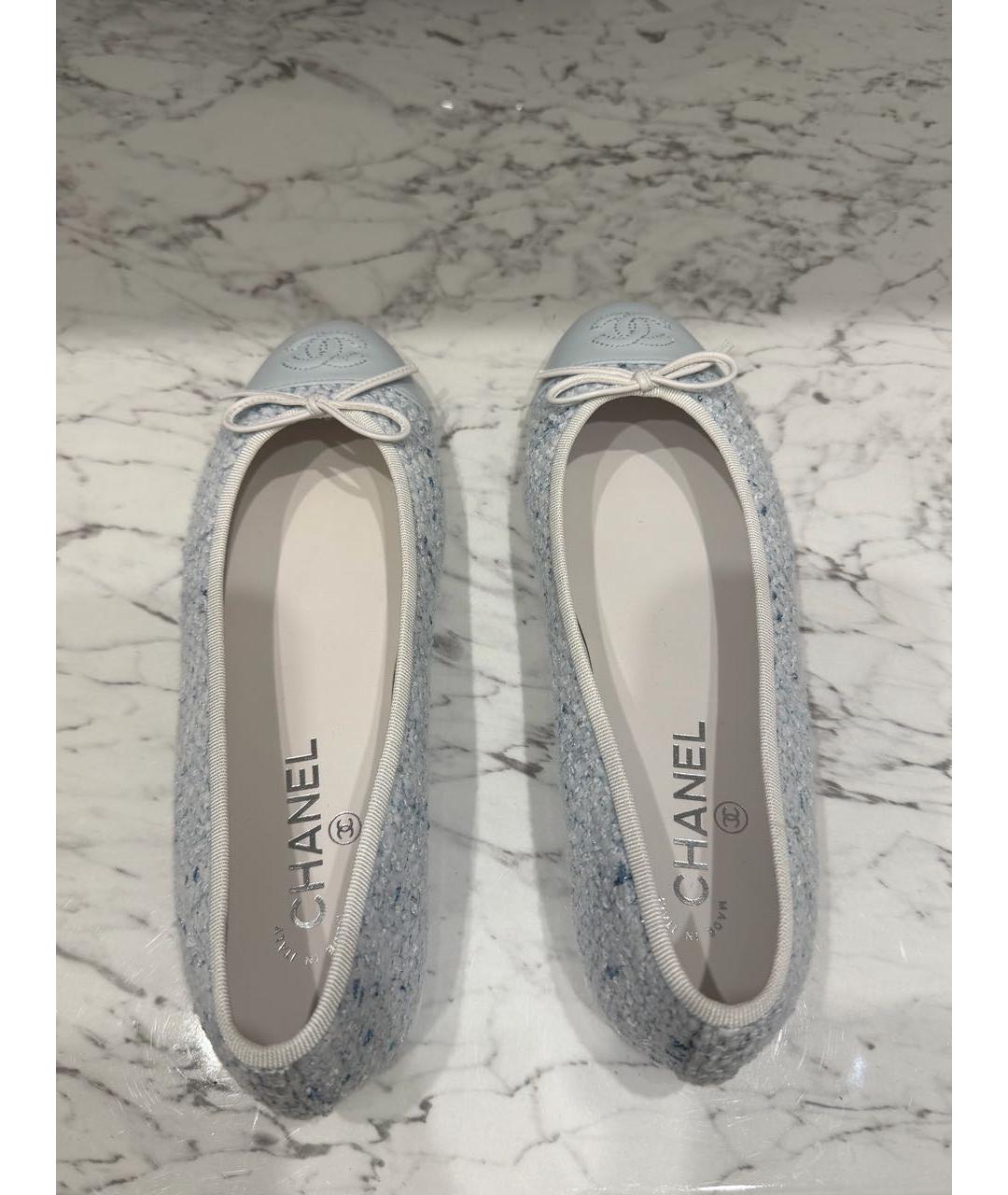 CHANEL Голубые текстильные балетки, фото 3