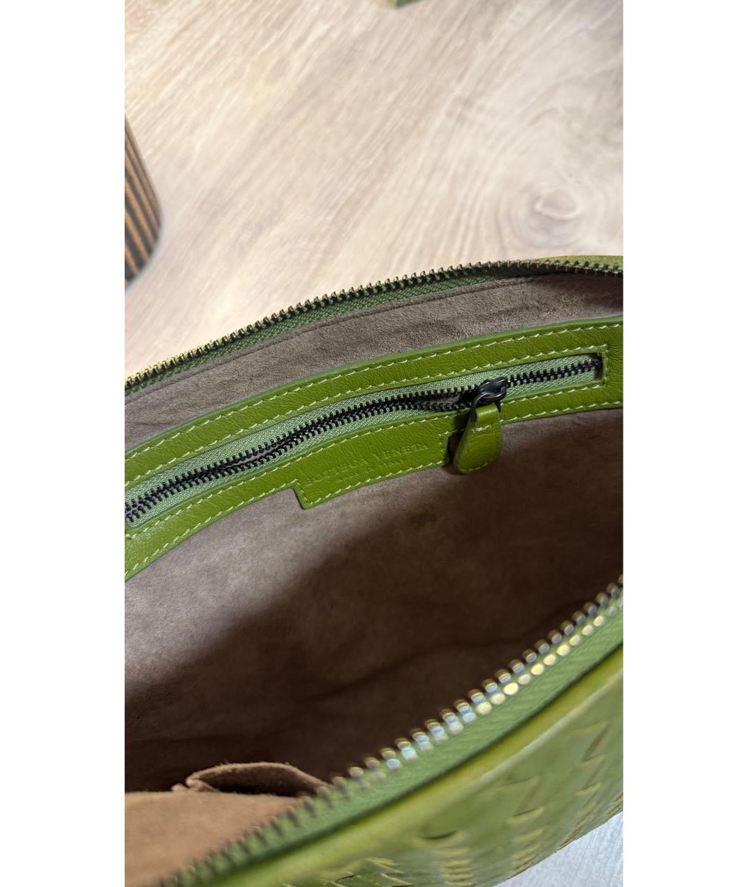 BOTTEGA VENETA Зеленая кожаная сумка через плечо, фото 4