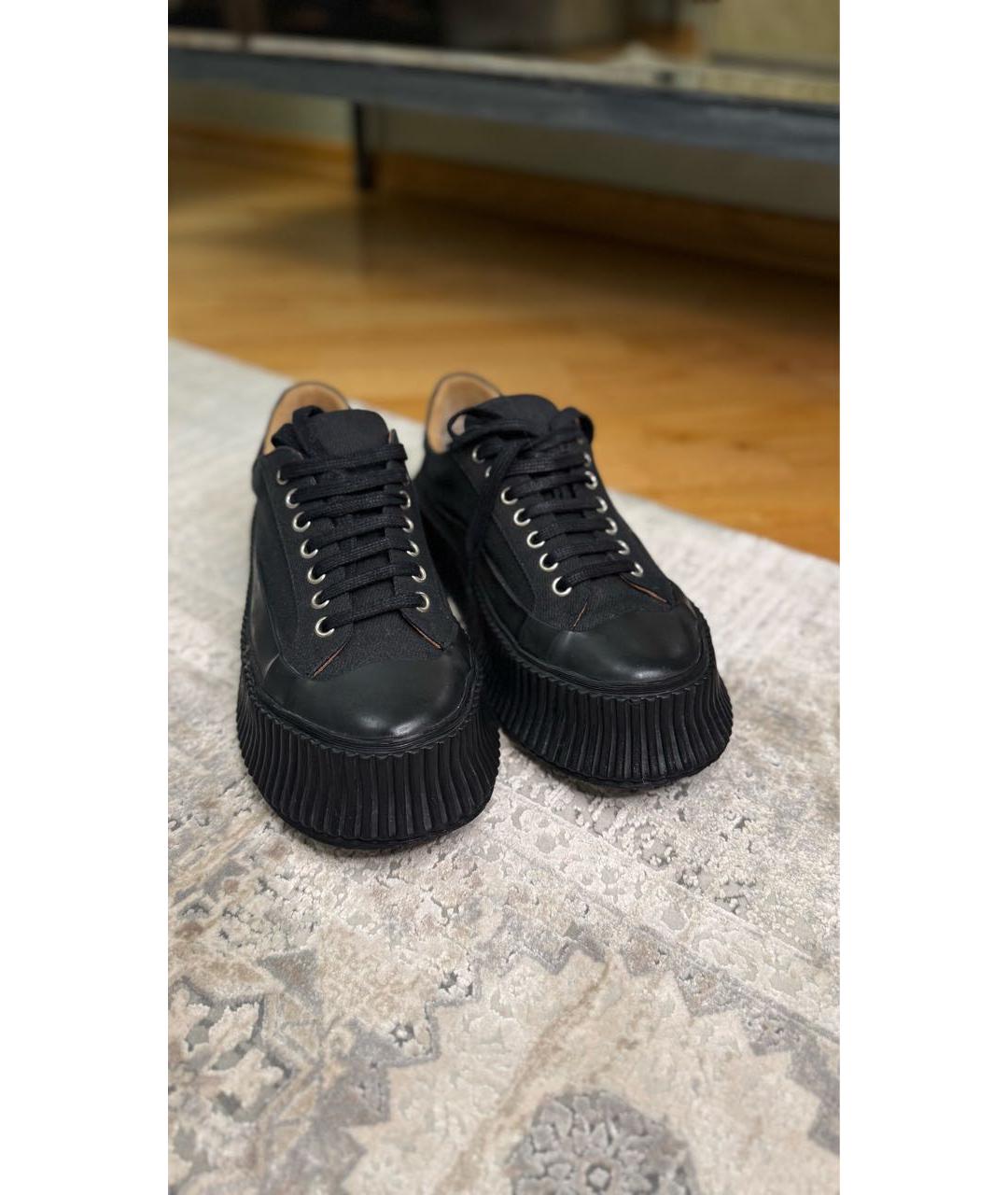 JIL SANDER Черные текстильные кеды, фото 2