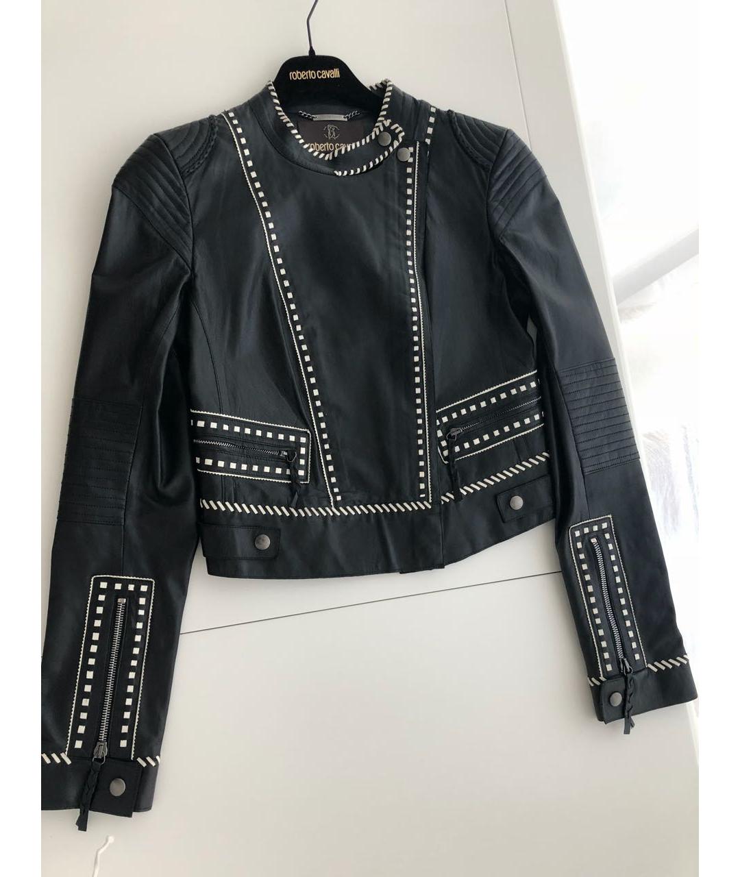 ROBERTO CAVALLI Черная кожаная куртка, фото 5