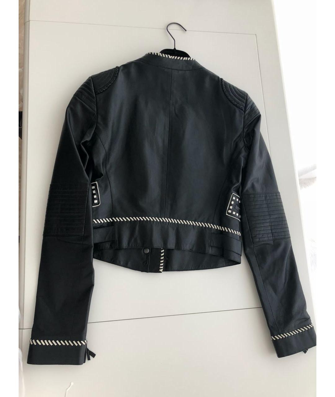 ROBERTO CAVALLI Черная кожаная куртка, фото 2