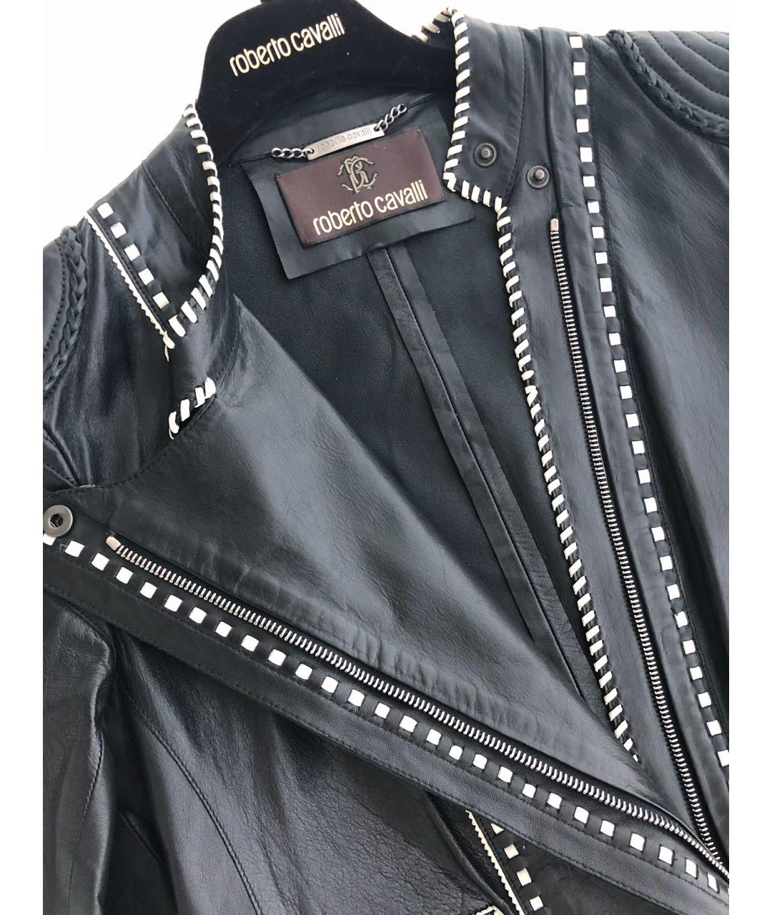 ROBERTO CAVALLI Черная кожаная куртка, фото 3