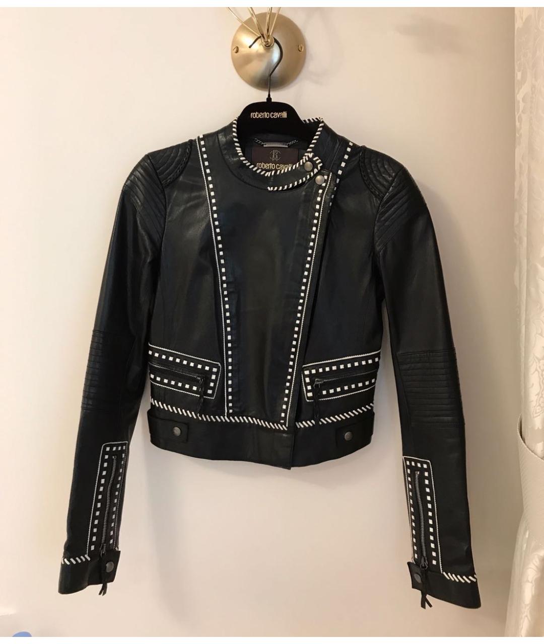 ROBERTO CAVALLI Черная кожаная куртка, фото 9