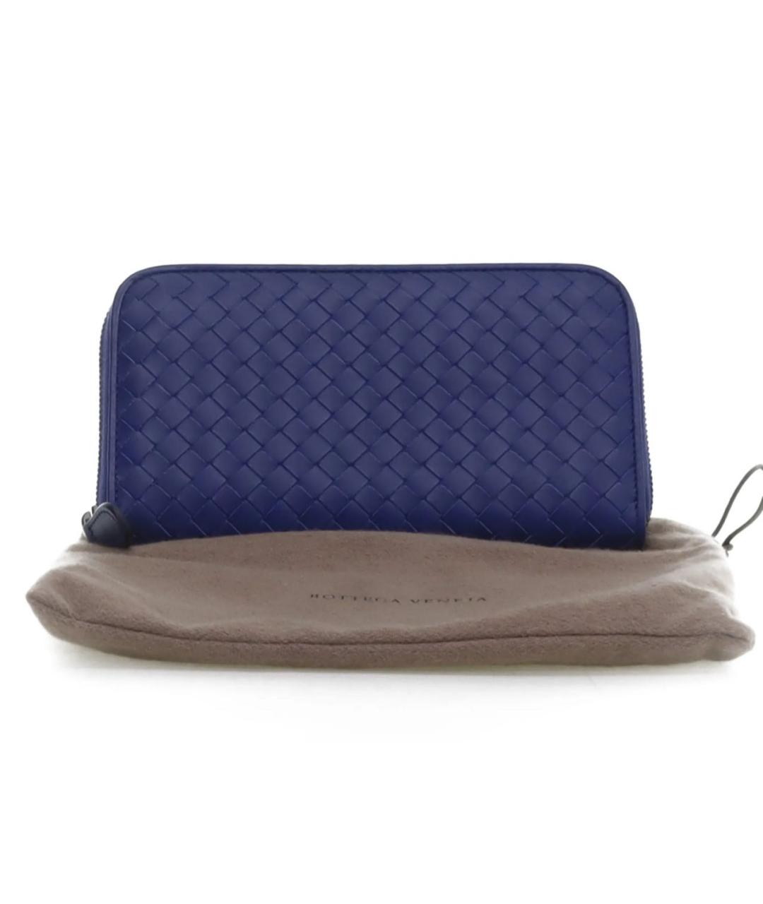 BOTTEGA VENETA Синий кожаный кошелек, фото 4