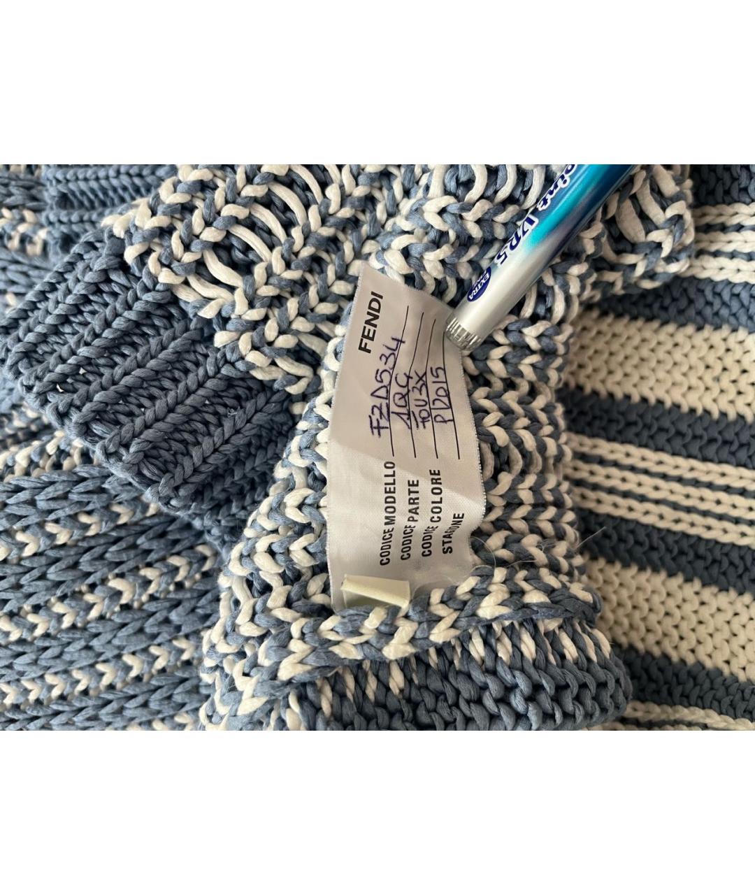 FENDI Голубое хлопковое повседневное платье, фото 4