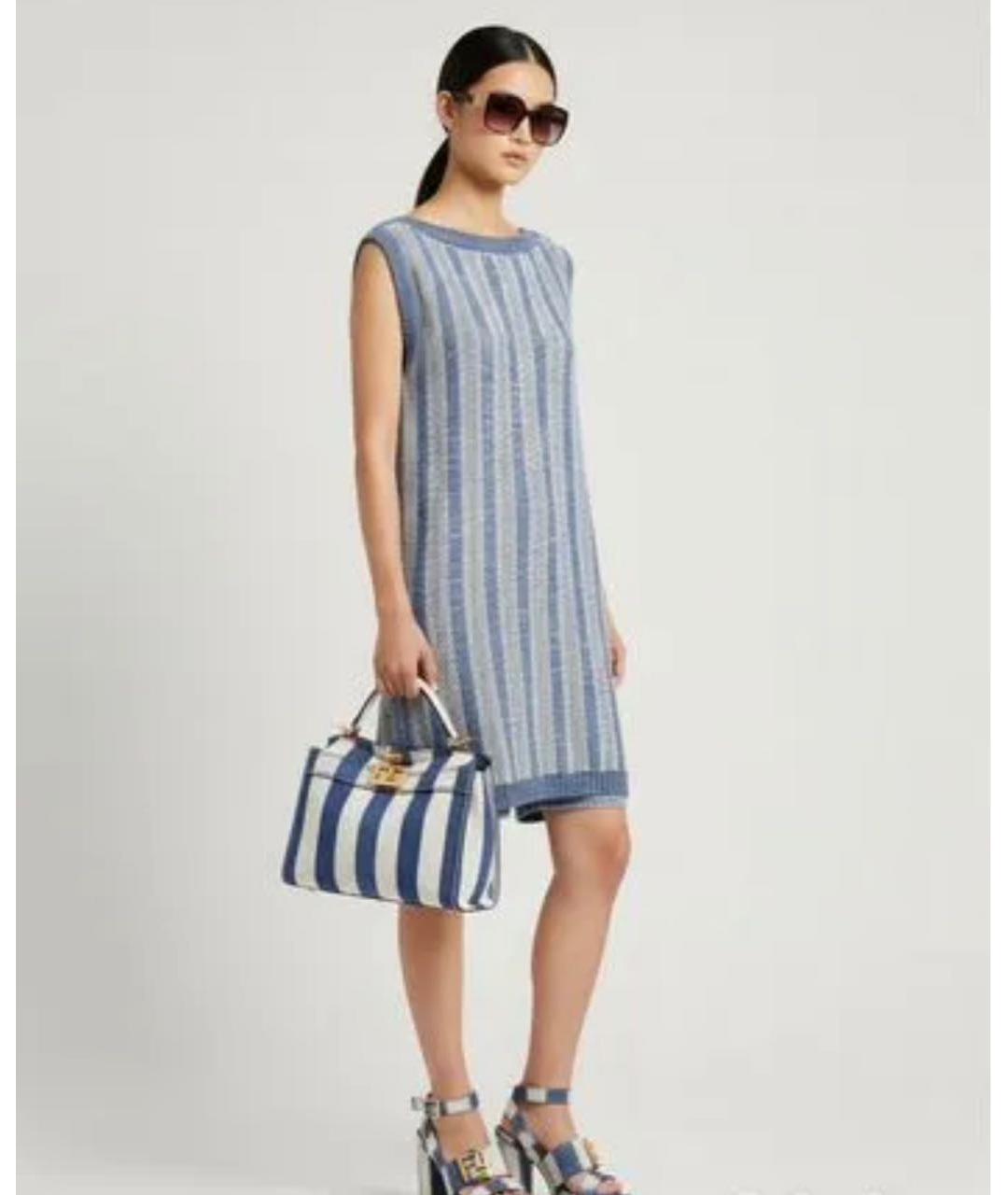 FENDI Голубое хлопковое повседневное платье, фото 5