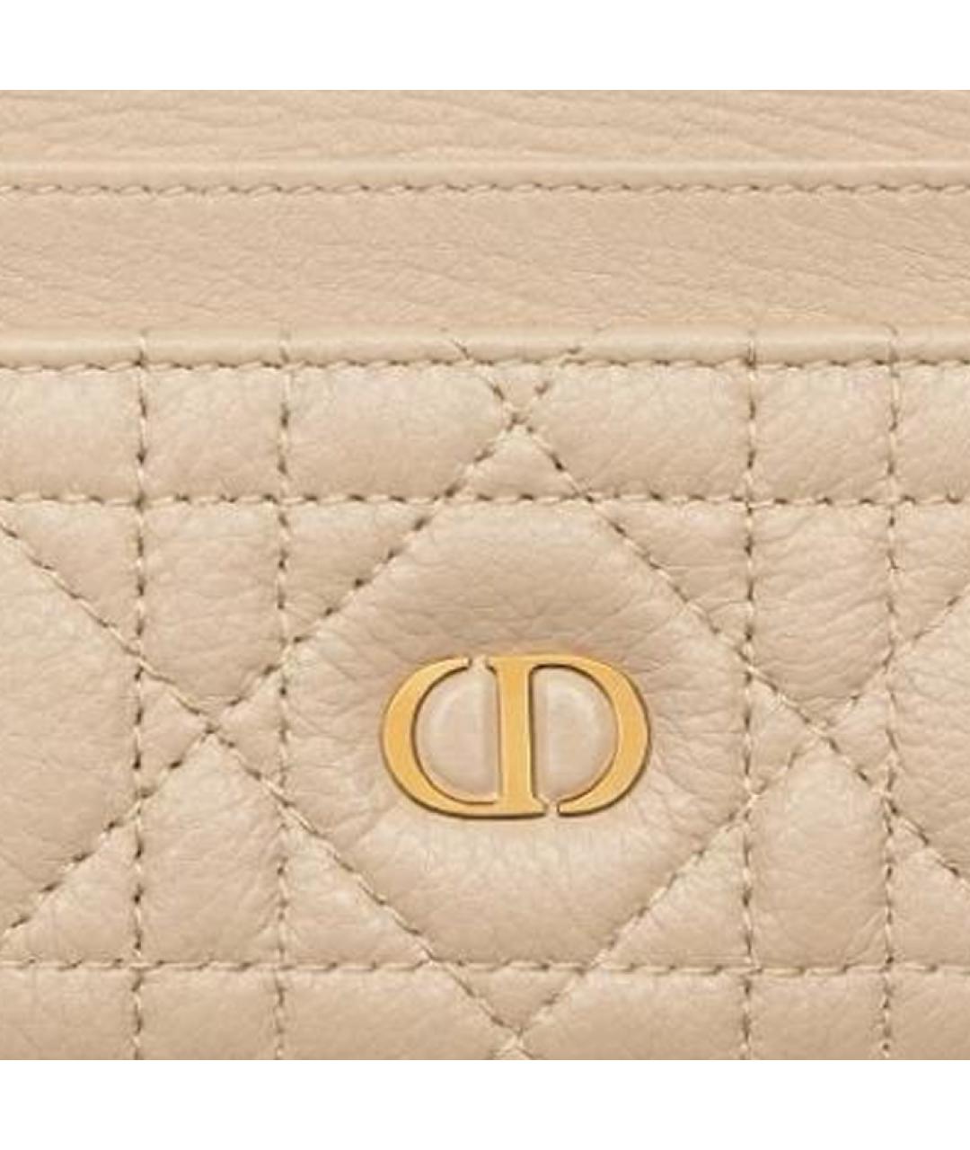 CHRISTIAN DIOR Бежевый кожаный кардхолдер, фото 3