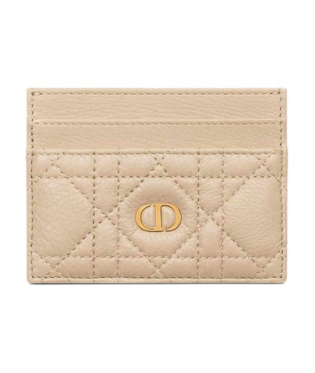 CHRISTIAN DIOR Бежевый кожаный кардхолдер, фото 1
