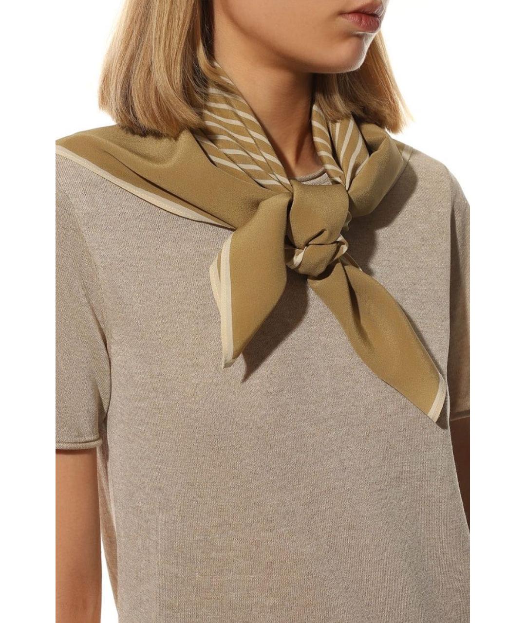 TOTEME Горчичный шелковый платок, фото 5