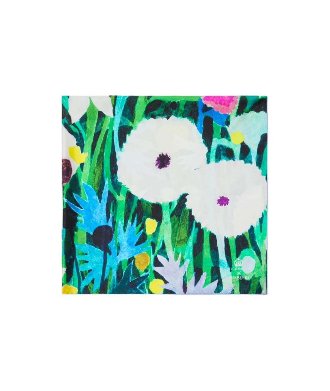 BURBERRY Зеленый шелковый шарф, фото 2