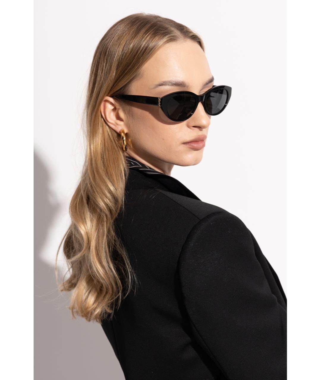 SAINT LAURENT Черные пластиковые солнцезащитные очки, фото 3