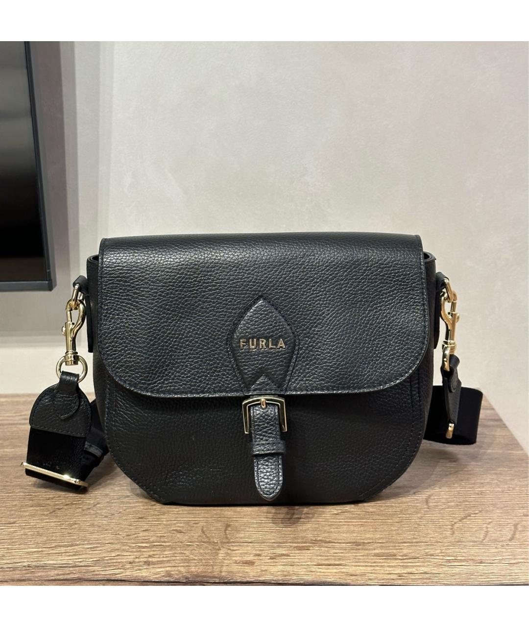 FURLA Черная кожаная сумка через плечо, фото 6