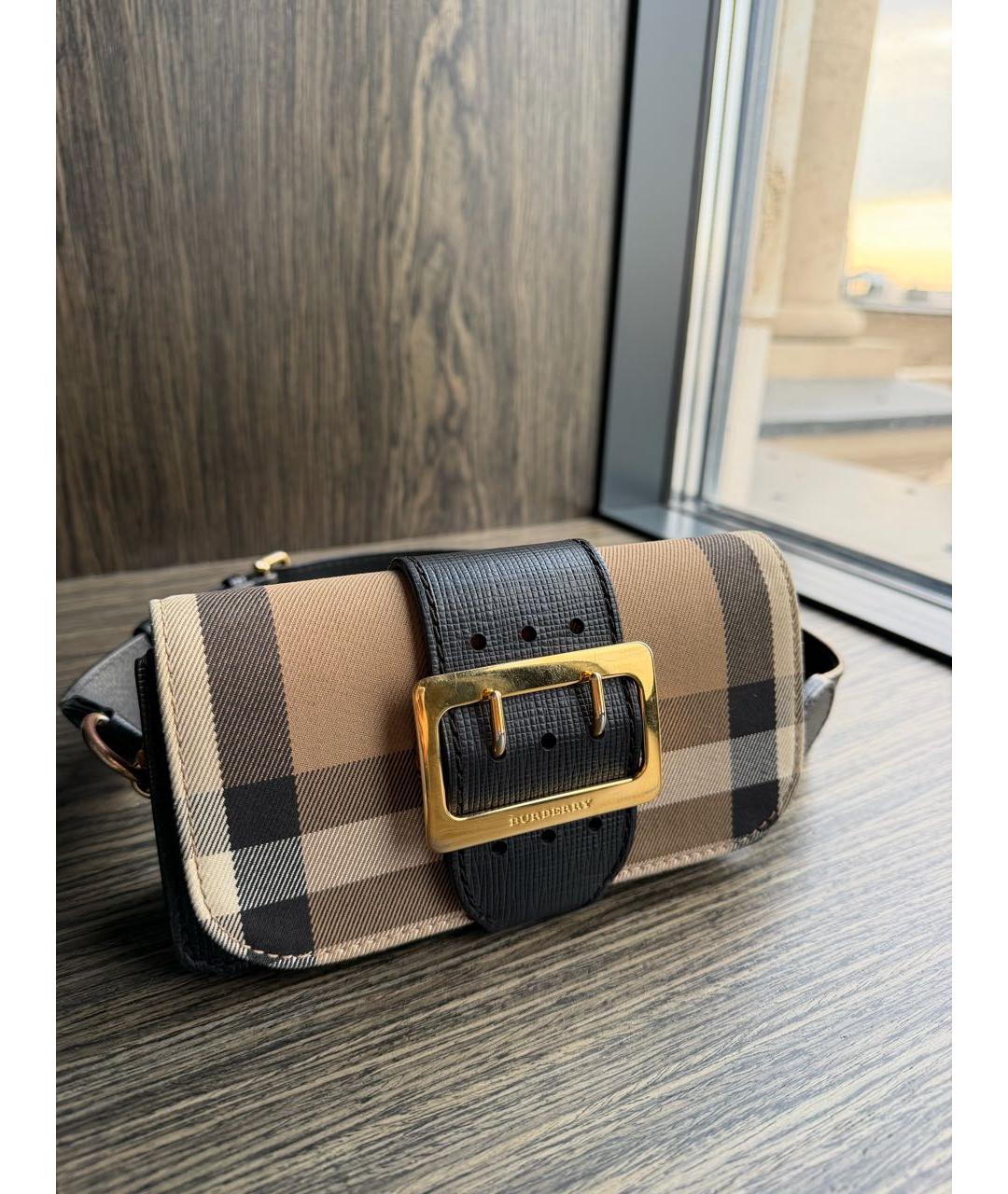 BURBERRY Коричневая тканевая сумка с короткими ручками, фото 3