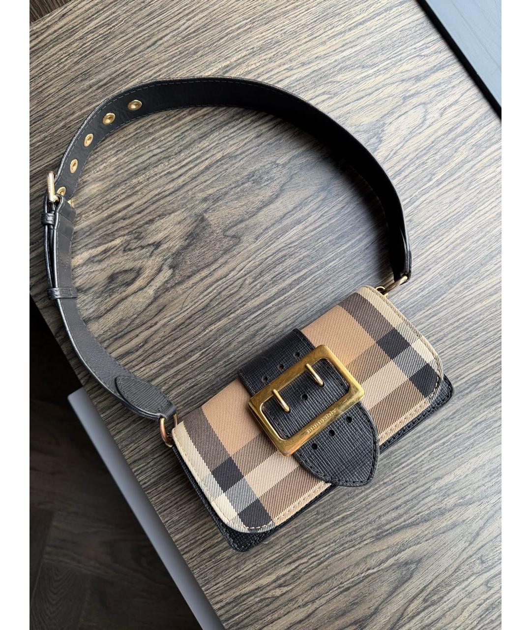 BURBERRY Коричневая тканевая сумка с короткими ручками, фото 2