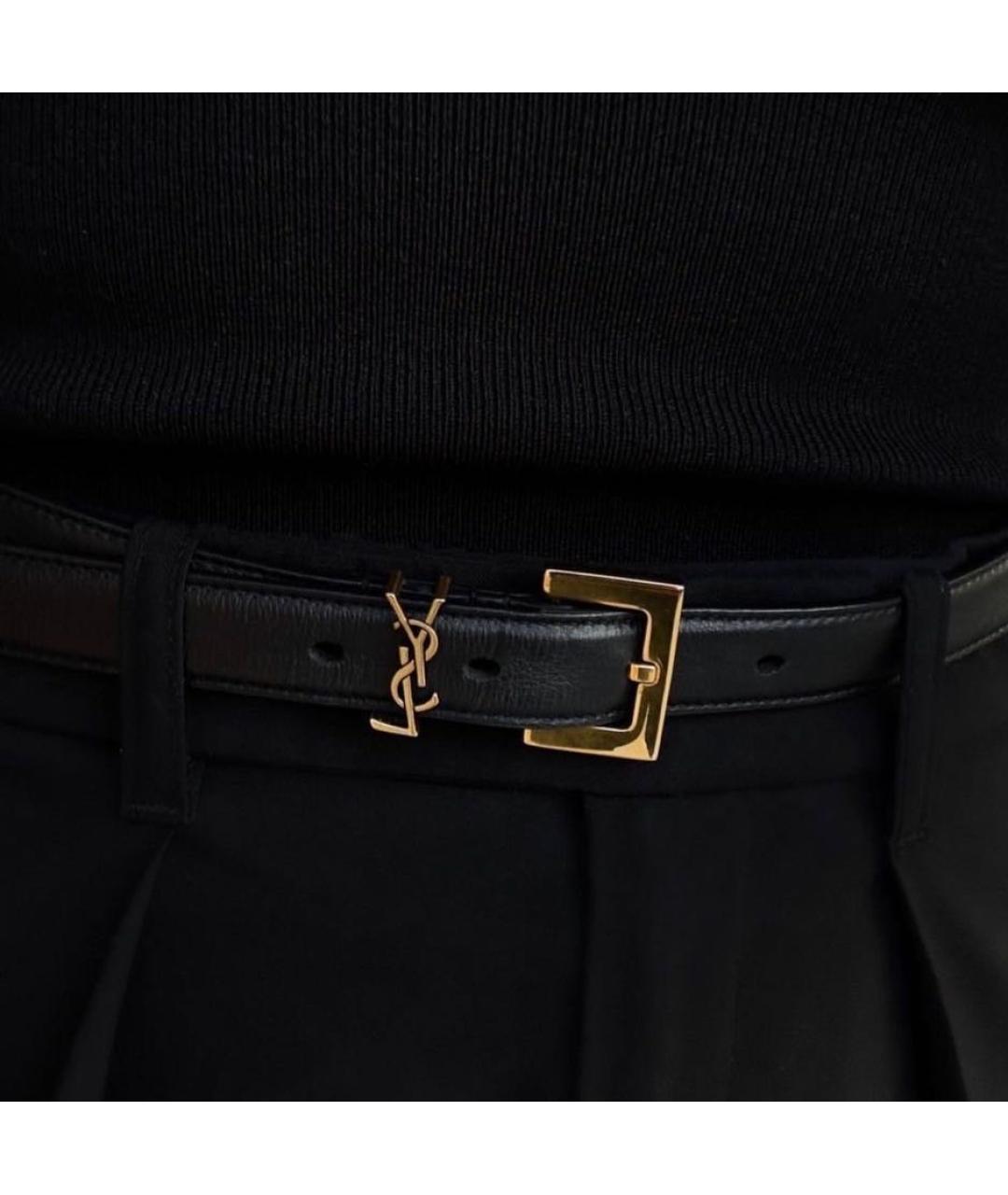 SAINT LAURENT Черный кожаный ремень, фото 3