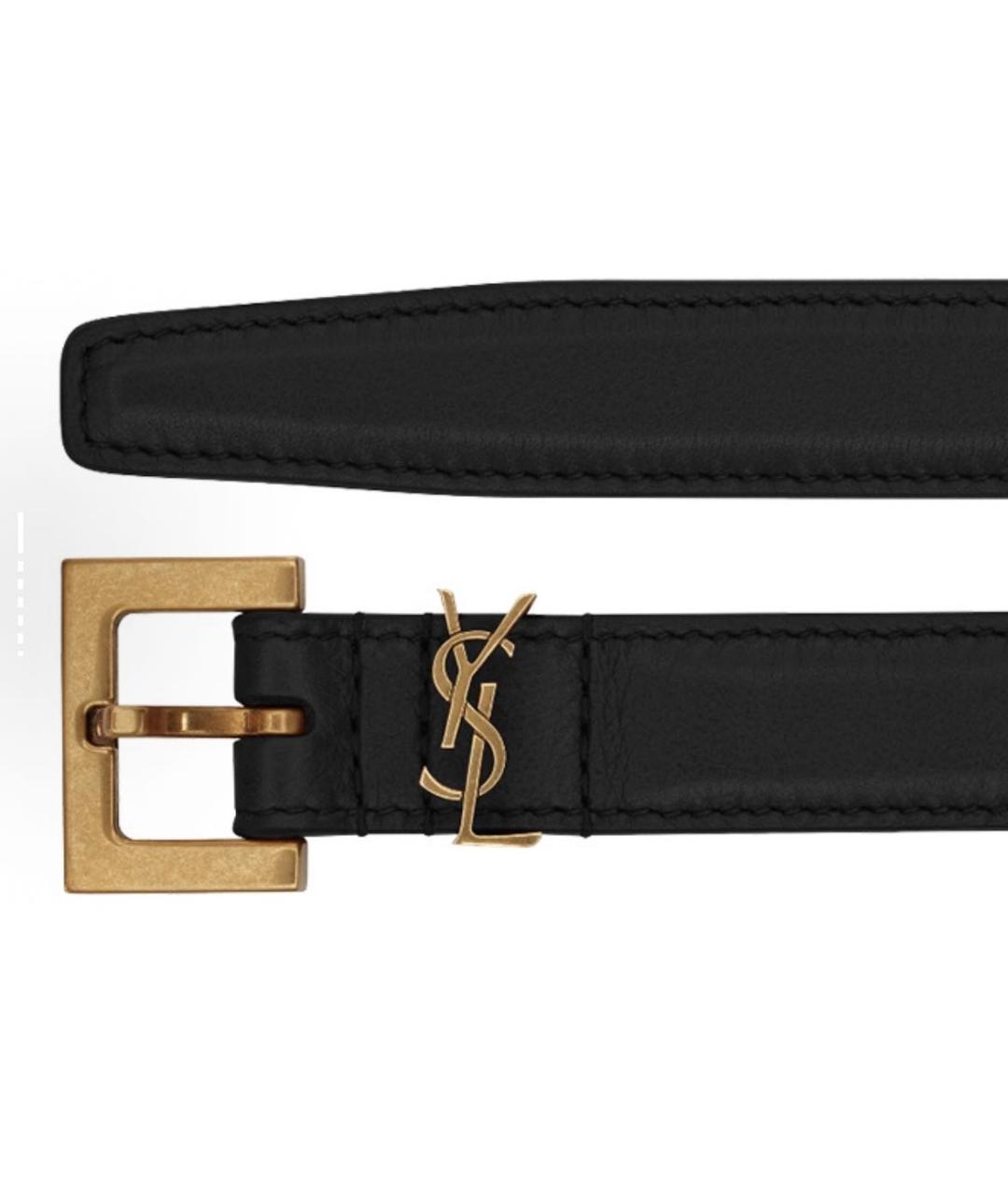 SAINT LAURENT Черный кожаный ремень, фото 2