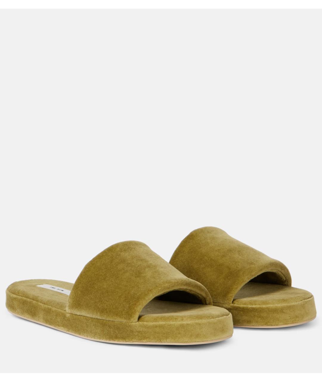 THE ROW Зеленые текстильные шлепанцы, фото 2