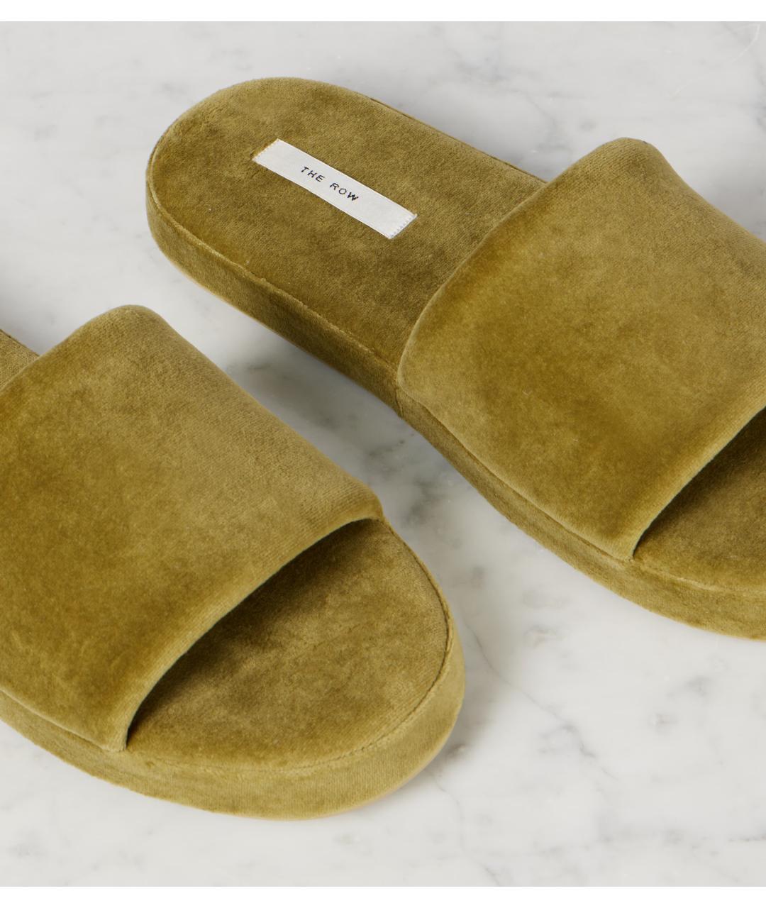 THE ROW Зеленые текстильные шлепанцы, фото 4