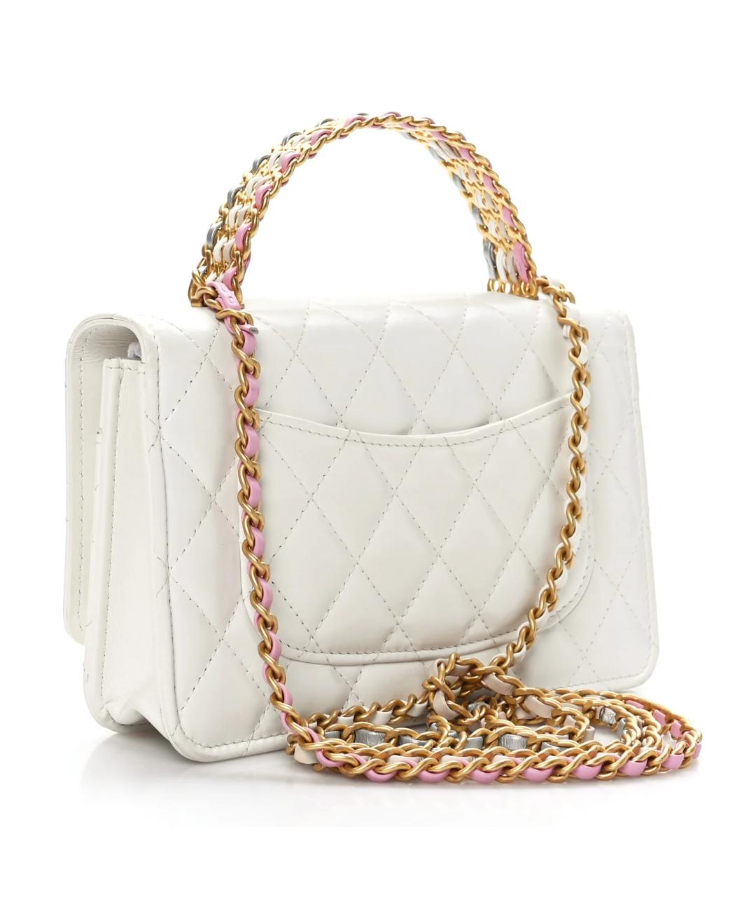 CHANEL Белая кожаная сумка через плечо, фото 3