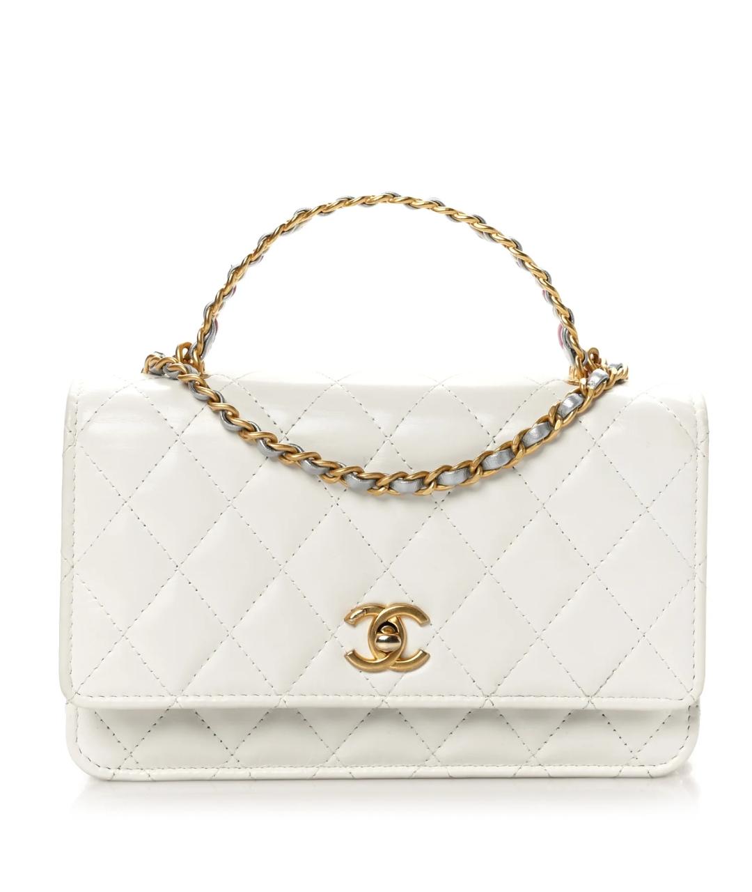CHANEL Белая кожаная сумка через плечо, фото 1