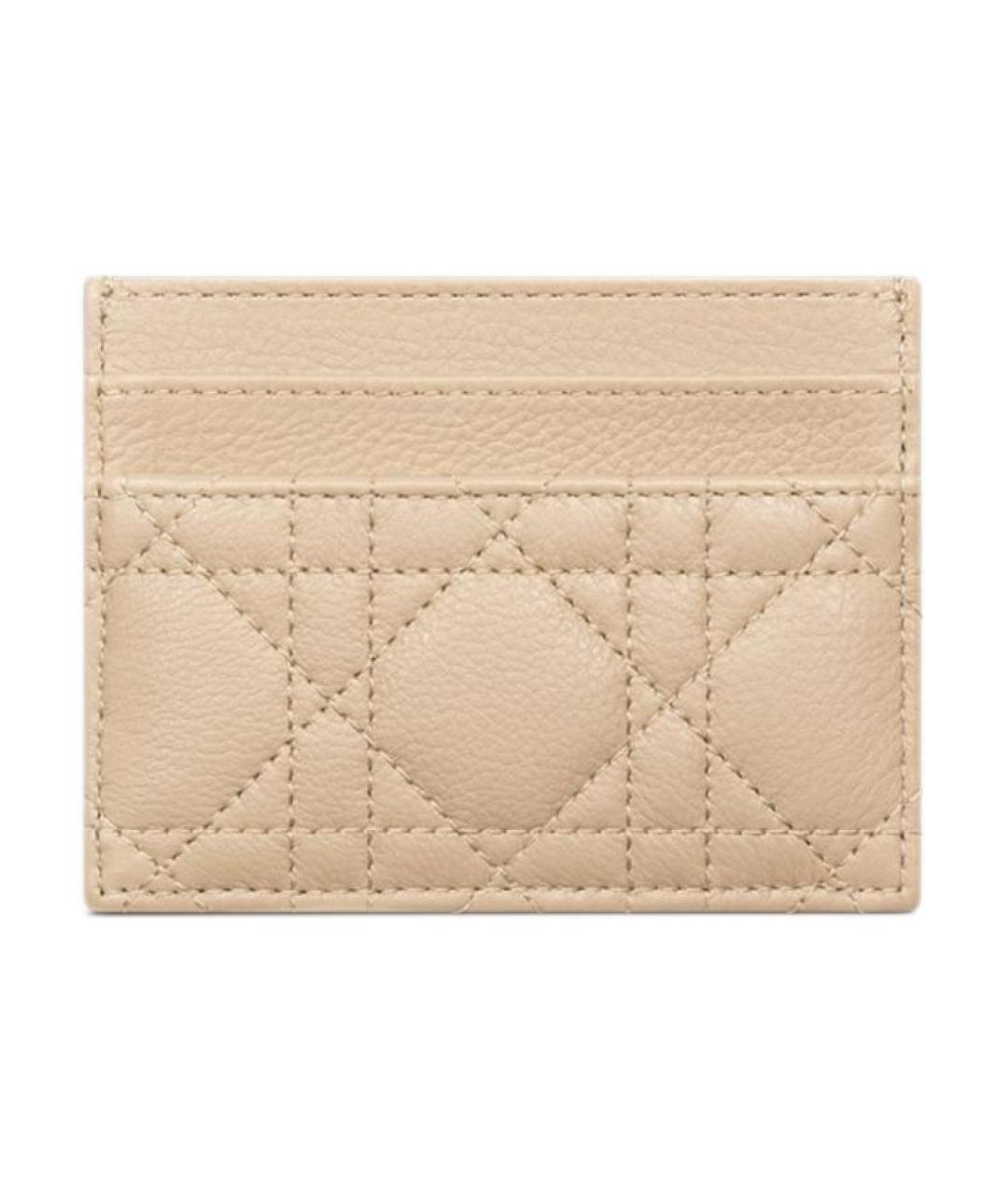 CHRISTIAN DIOR Бежевый кожаный кардхолдер, фото 2