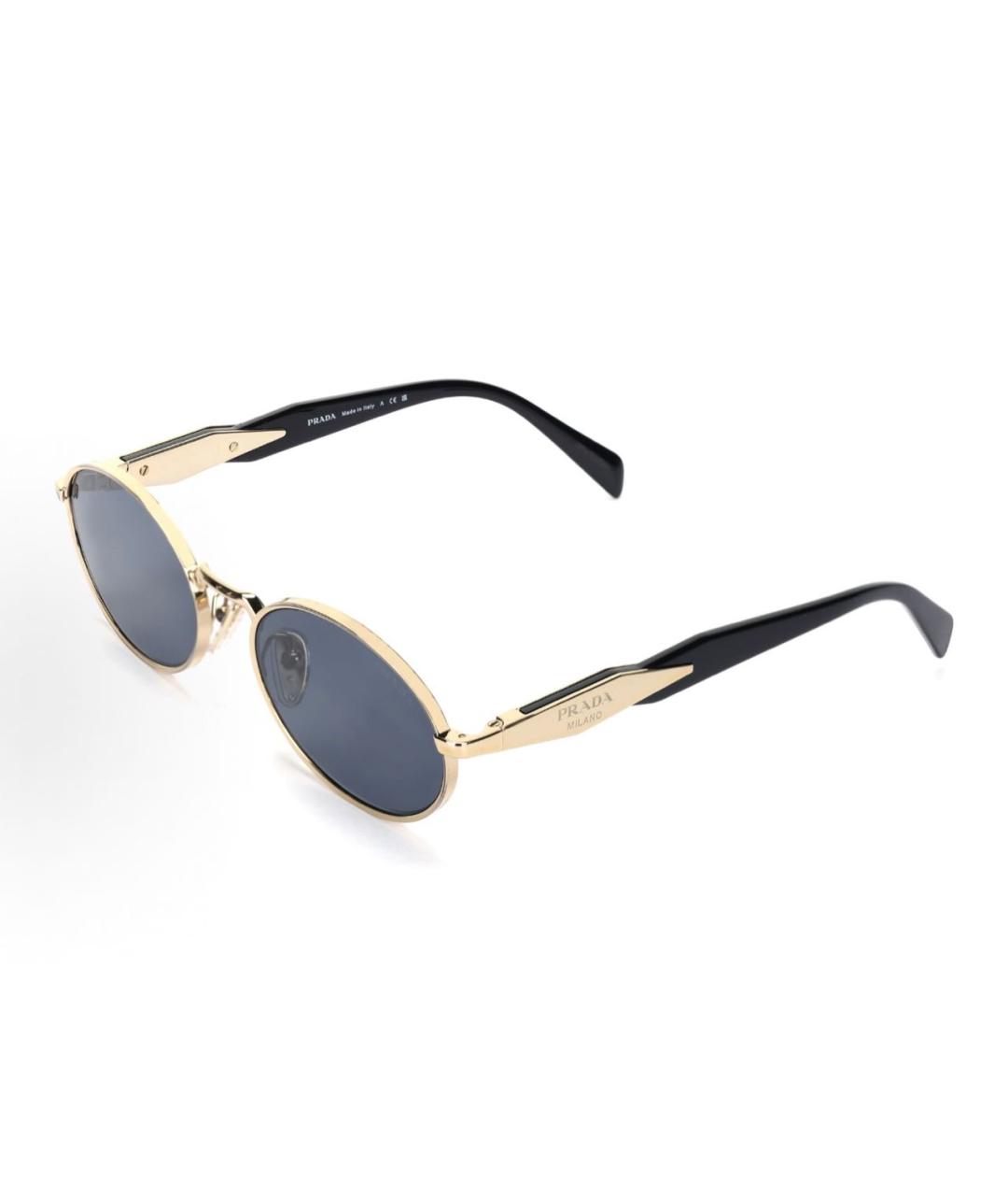PRADA Золотые металлические солнцезащитные очки, фото 4