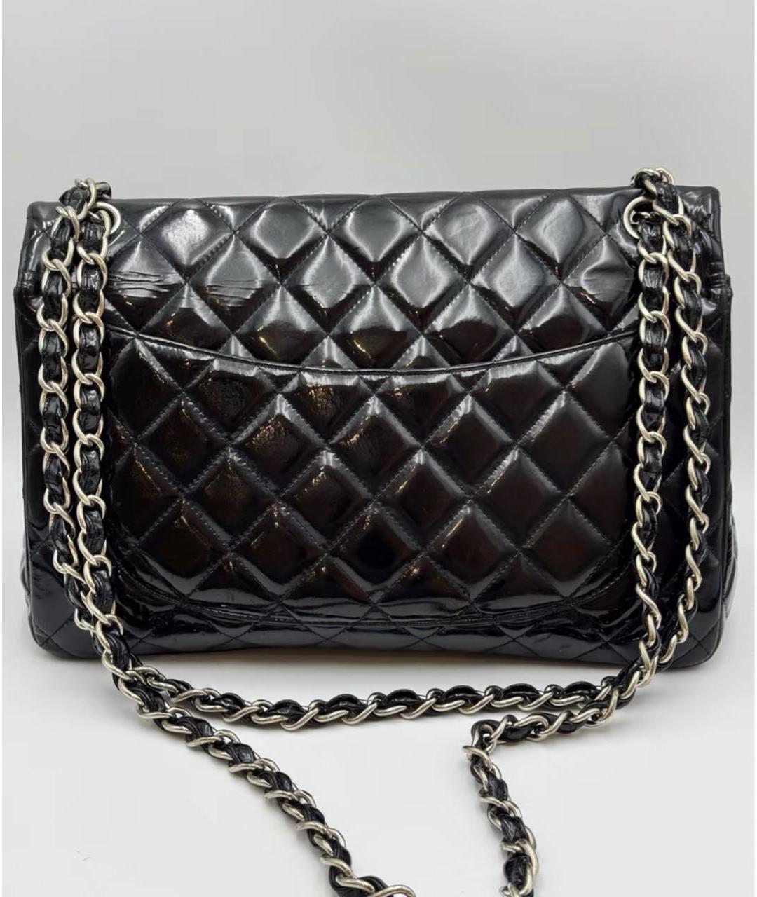 CHANEL Черная сумка через плечо из лакированной кожи, фото 4