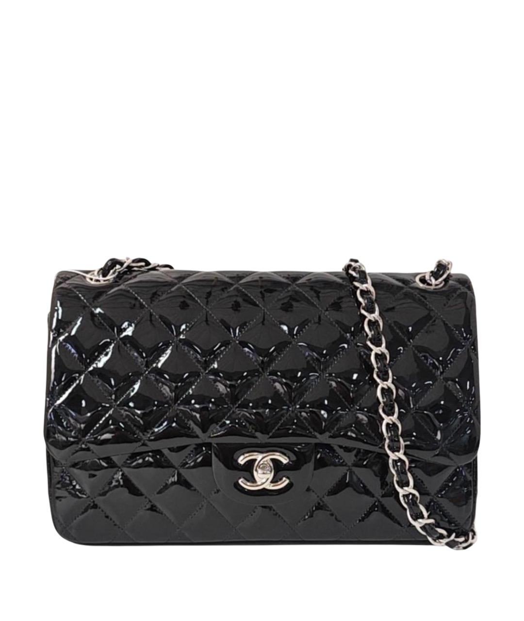 CHANEL Черная сумка через плечо из лакированной кожи, фото 1