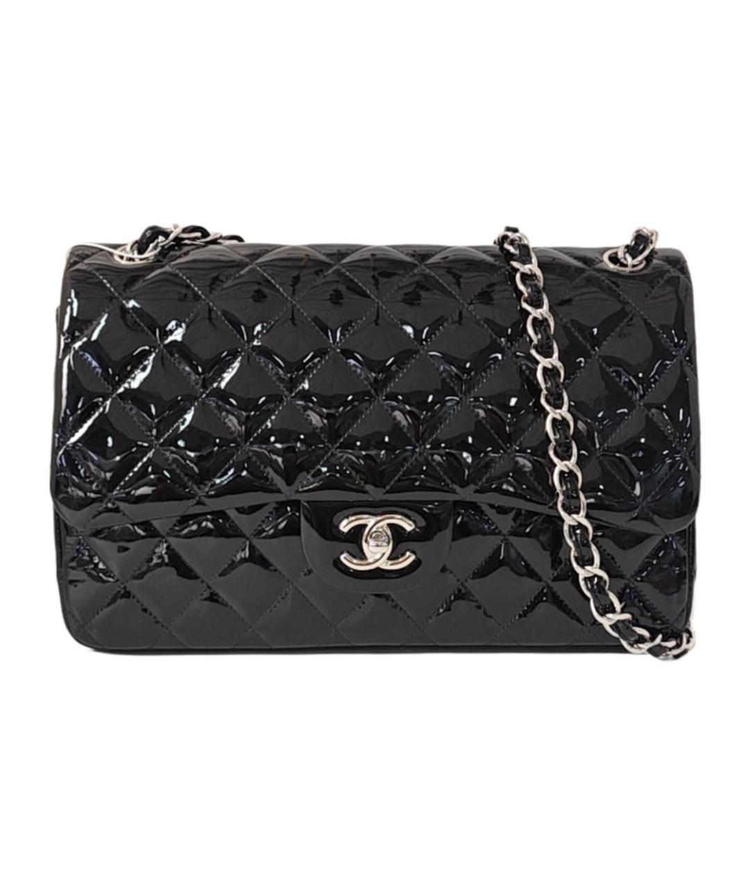 CHANEL Черная сумка через плечо из лакированной кожи, фото 6