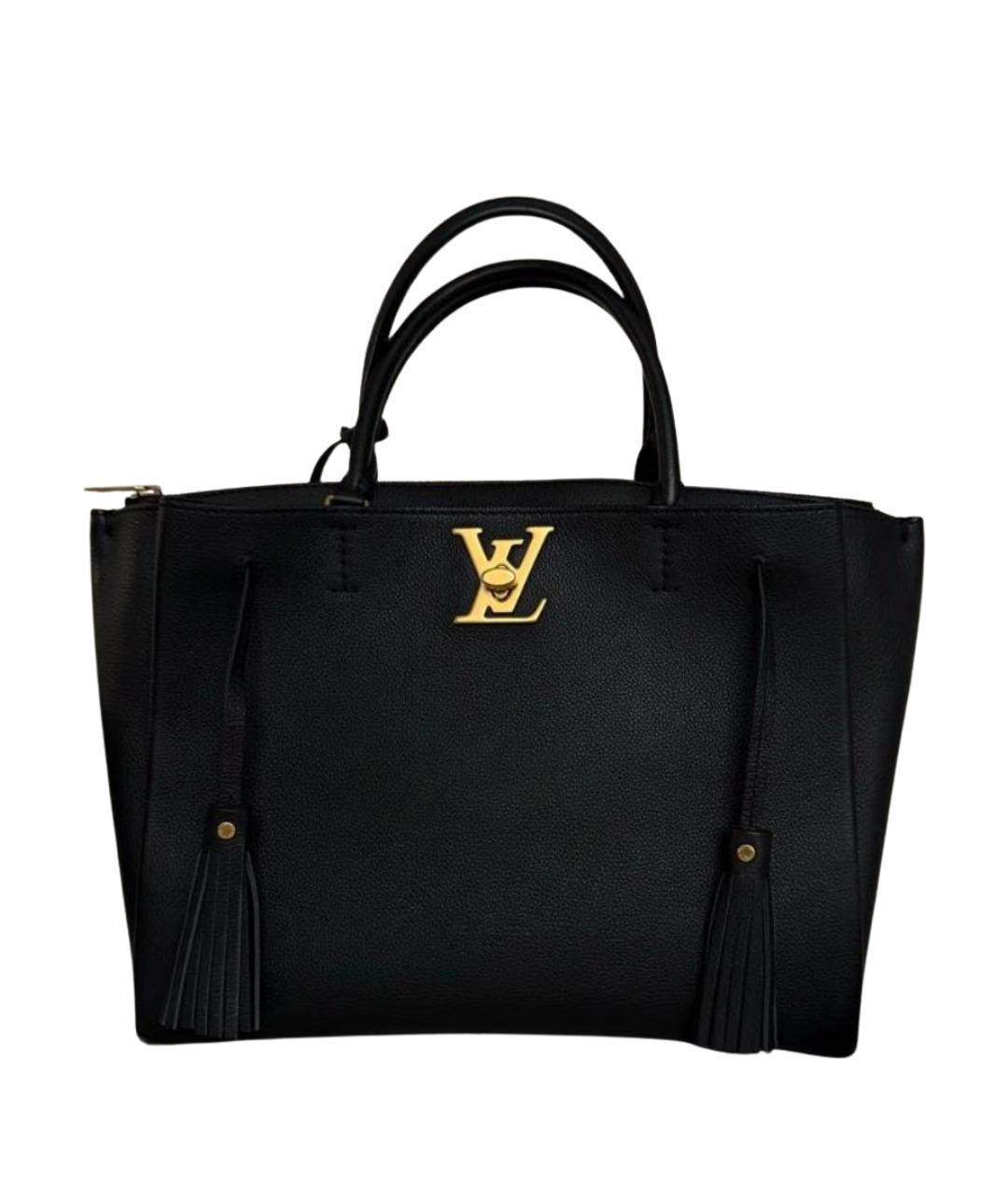 LOUIS VUITTON Черная кожаная сумка с короткими ручками, фото 1