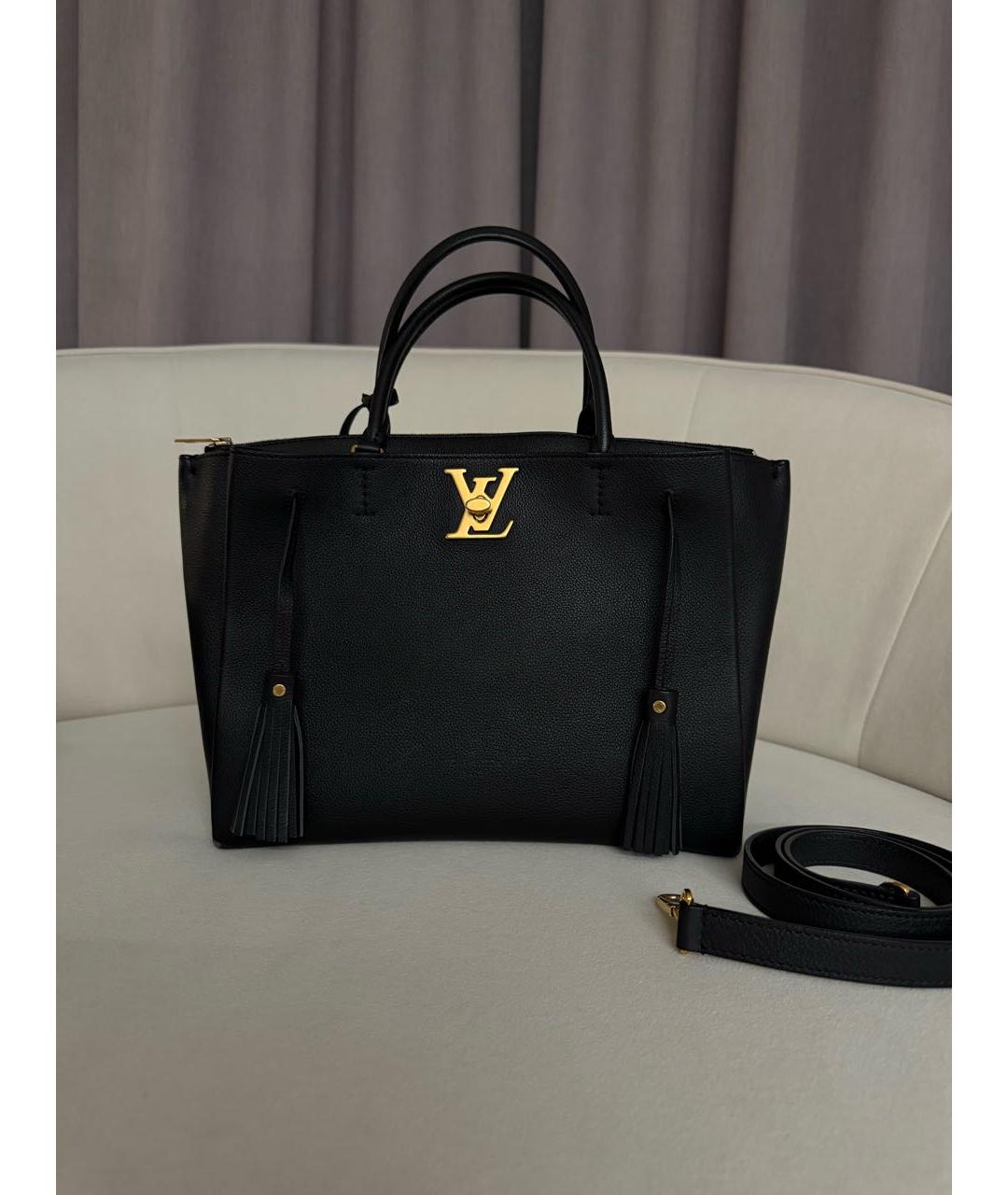 LOUIS VUITTON Черная кожаная сумка с короткими ручками, фото 5