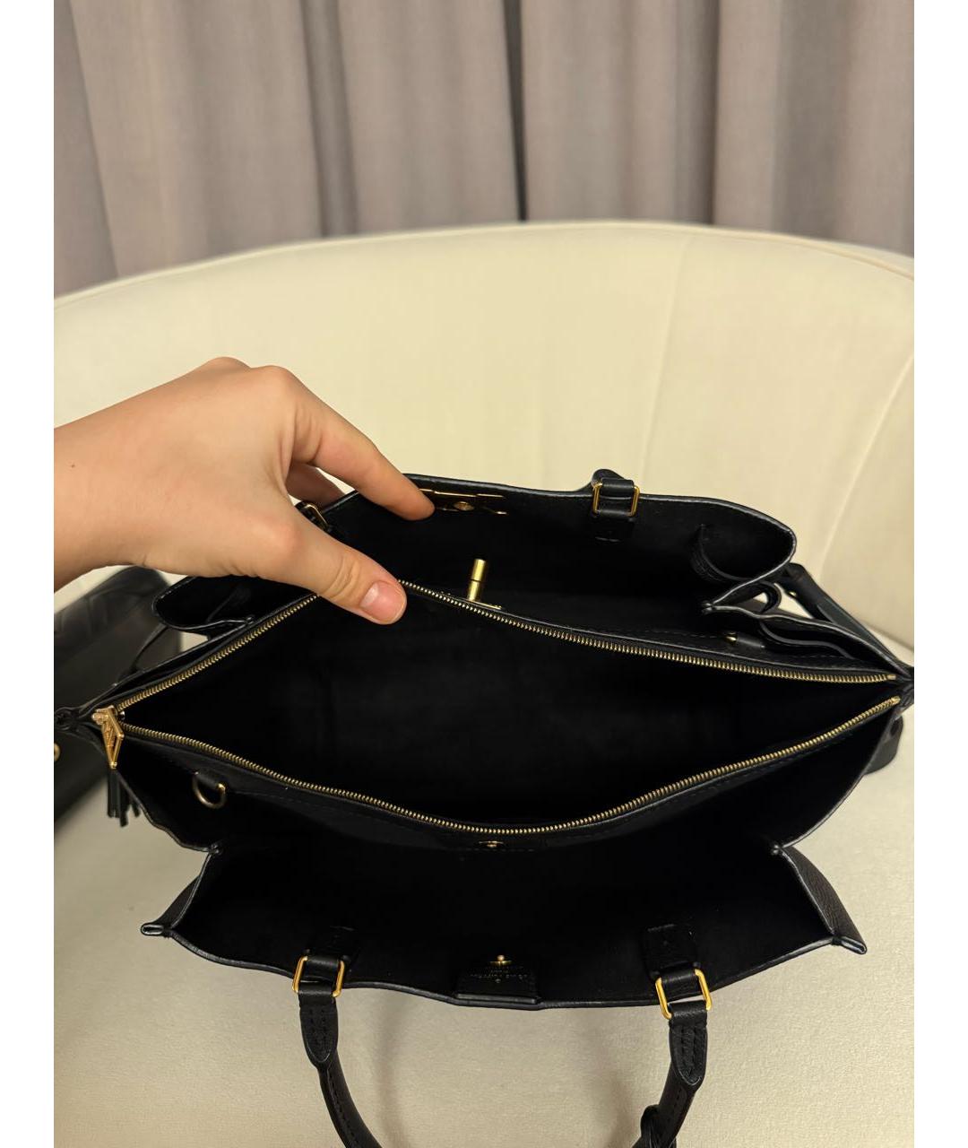 LOUIS VUITTON Черная кожаная сумка с короткими ручками, фото 4