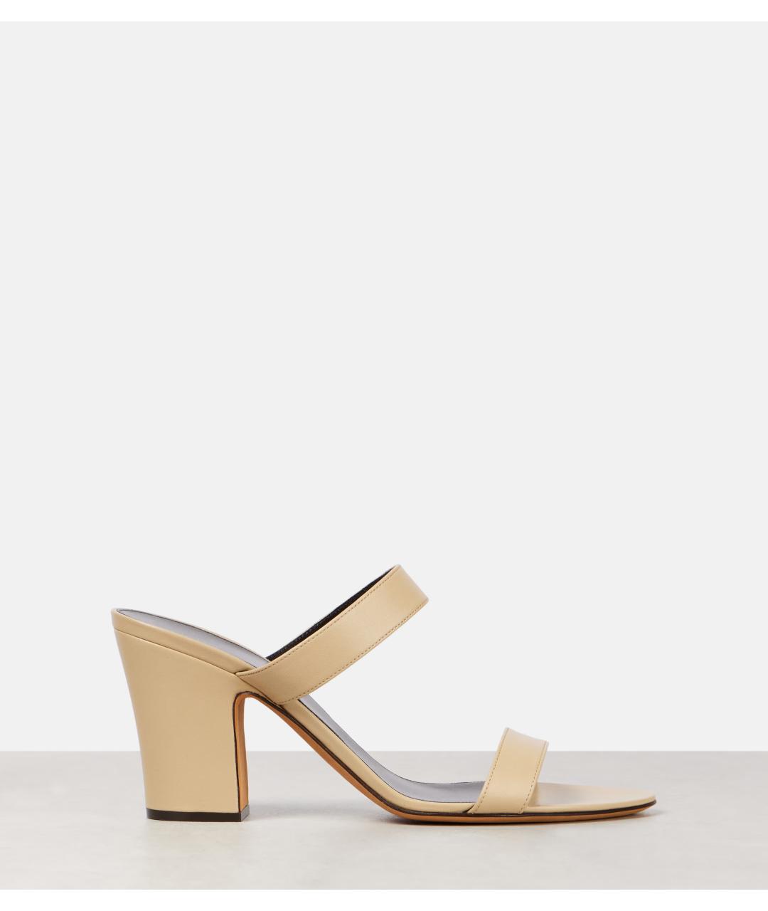 THE ROW Бежевые кожаные мюли, фото 6