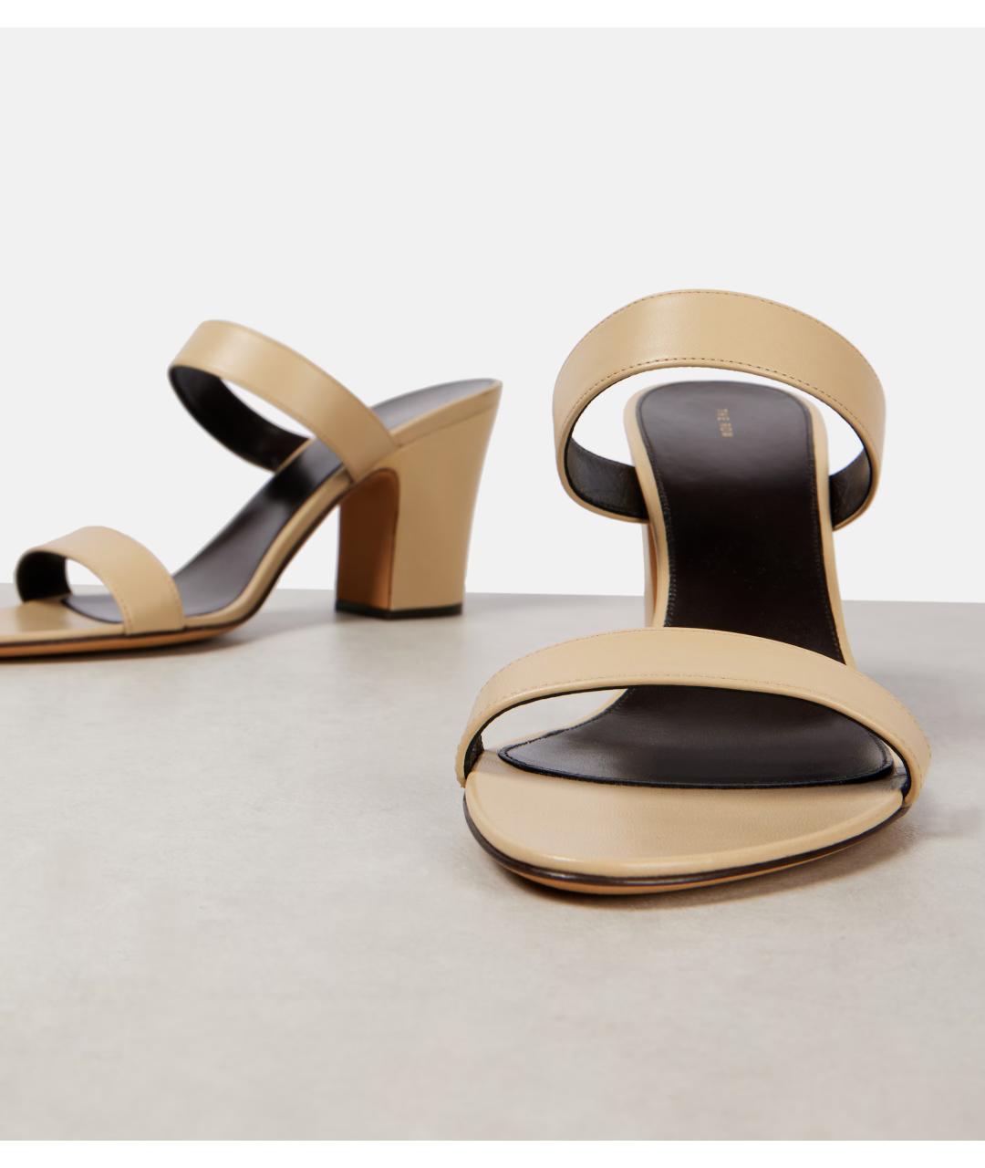 THE ROW Бежевые кожаные мюли, фото 4