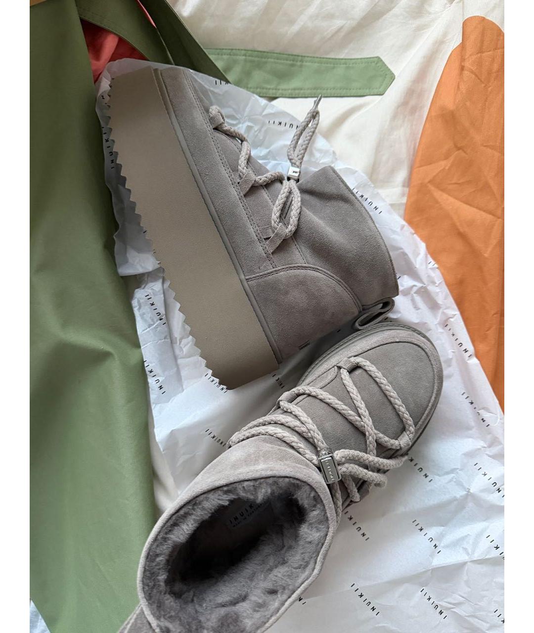 INUIKII Антрацитовые замшевые сапоги, фото 4