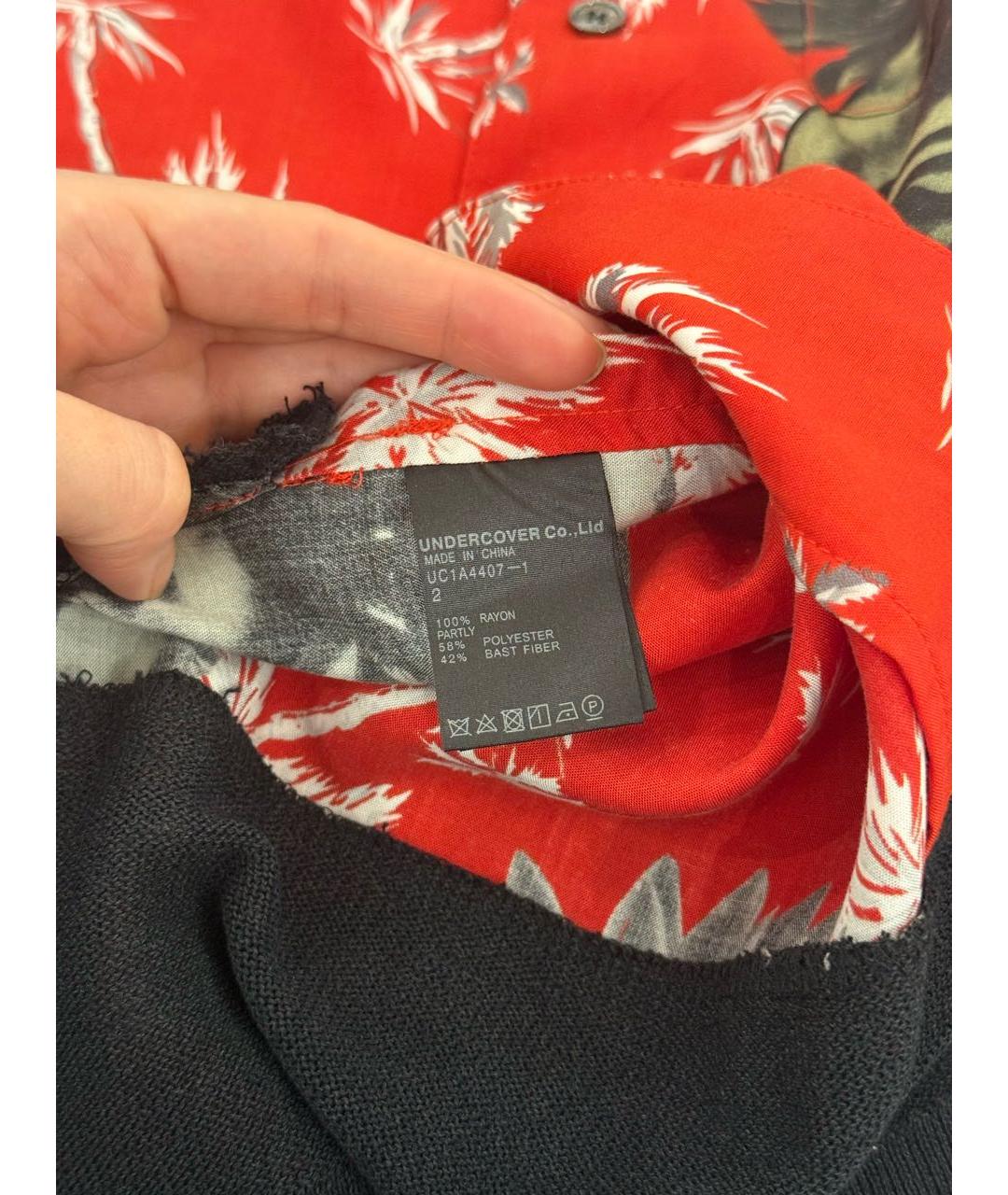 UNDERCOVER Красная хлопко-шелковая кэжуал рубашка, фото 8