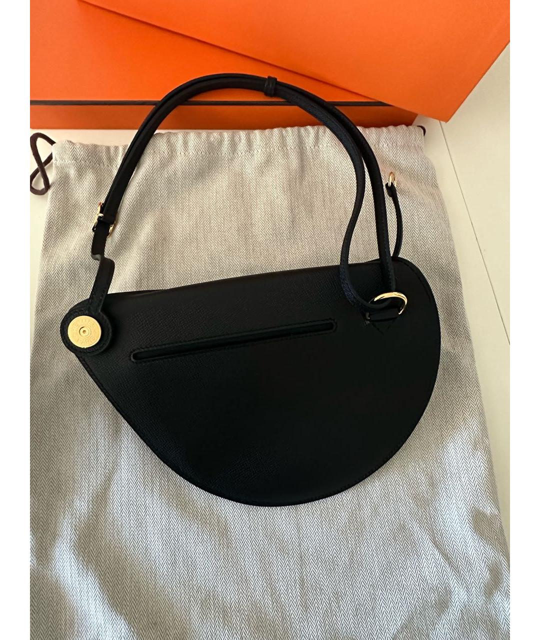 HERMES Черная кожаная сумка через плечо, фото 5