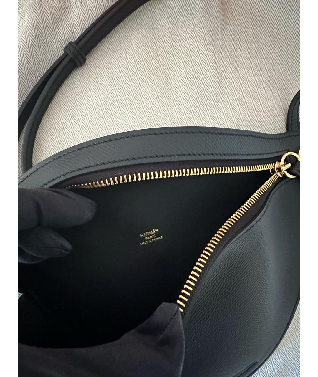 HERMES Черная кожаная сумка через плечо, фото 7