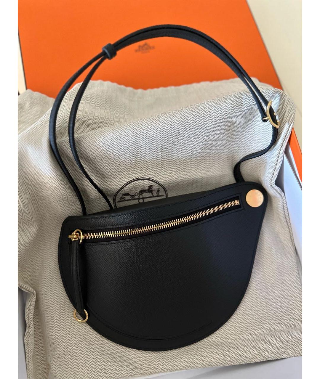 HERMES Черная кожаная сумка через плечо, фото 2