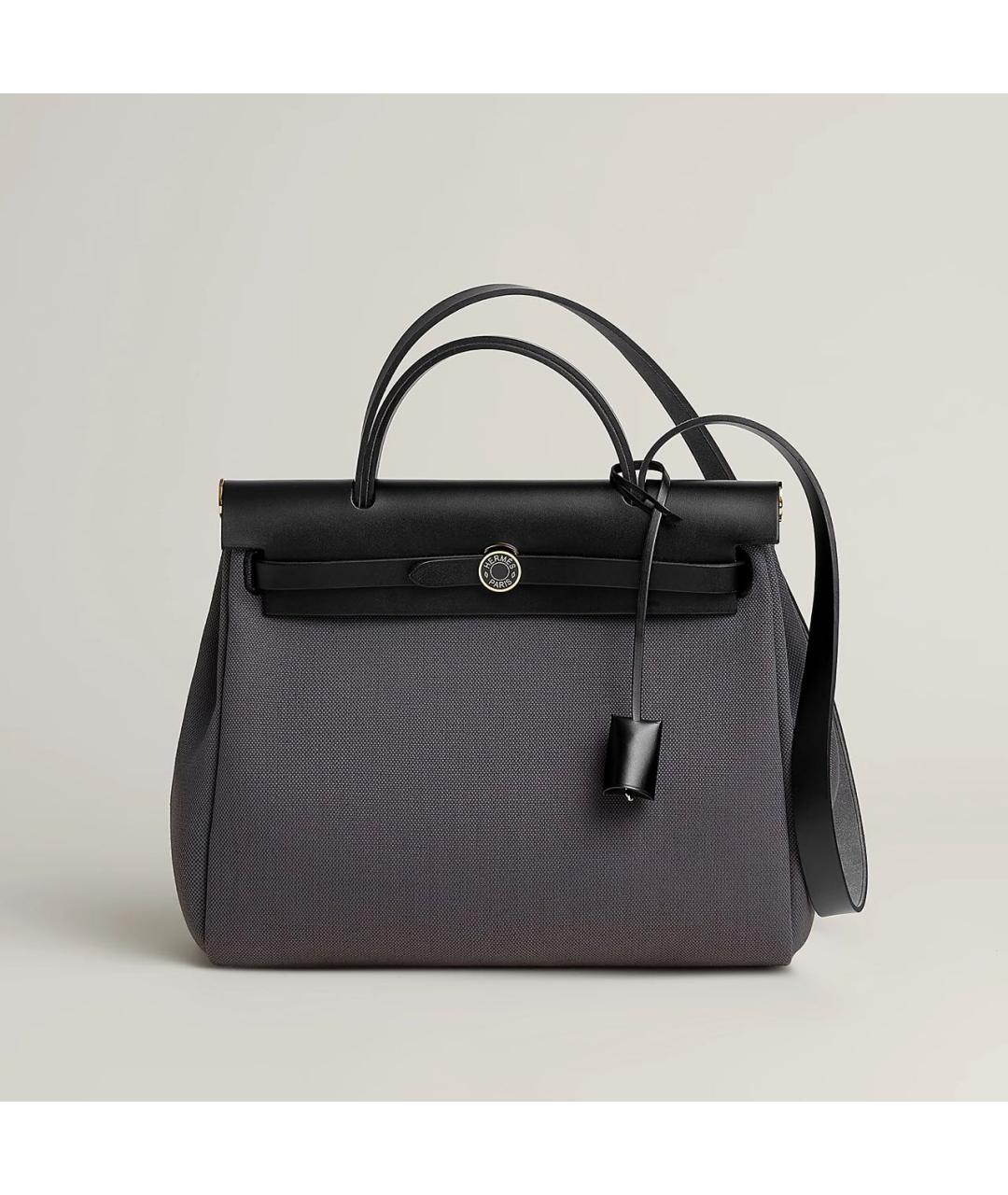 HERMES Антрацитовая тканевая сумка через плечо, фото 9