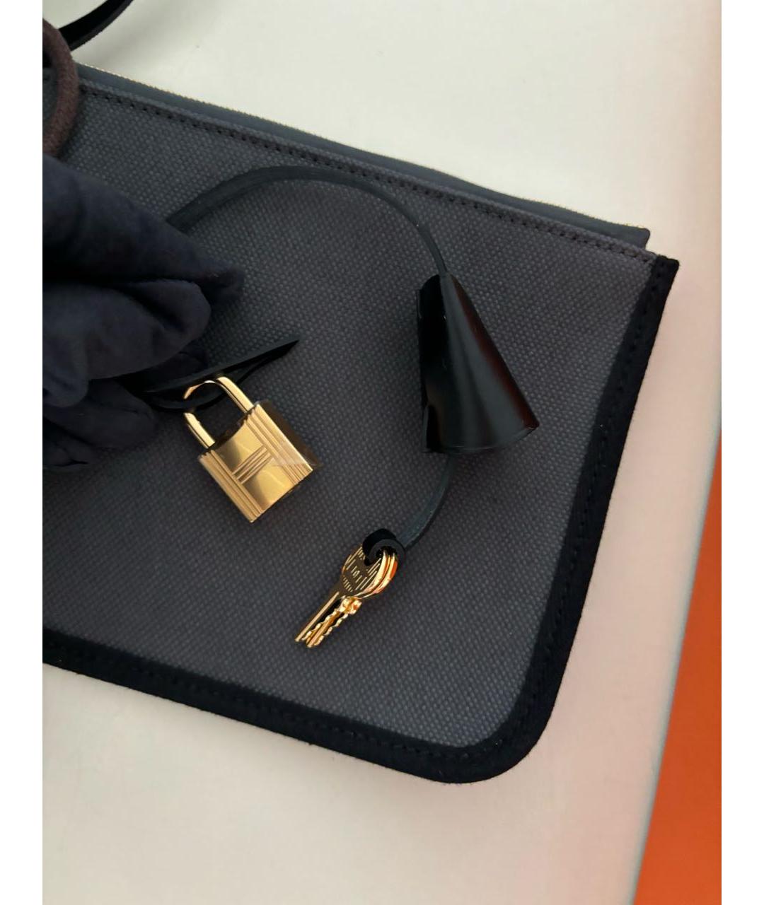 HERMES Антрацитовая тканевая сумка через плечо, фото 8