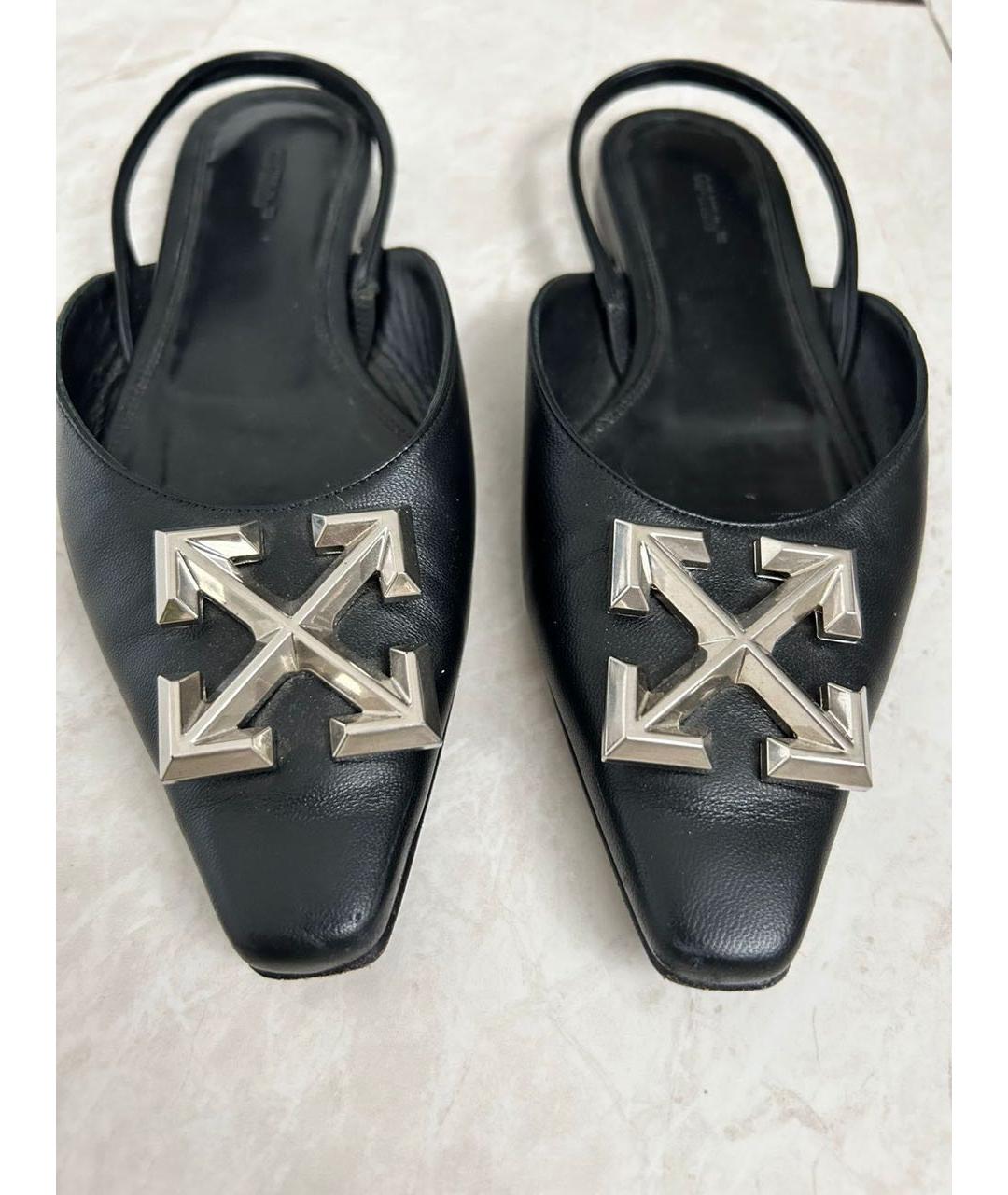 OFF-WHITE Черные кожаные туфли, фото 2