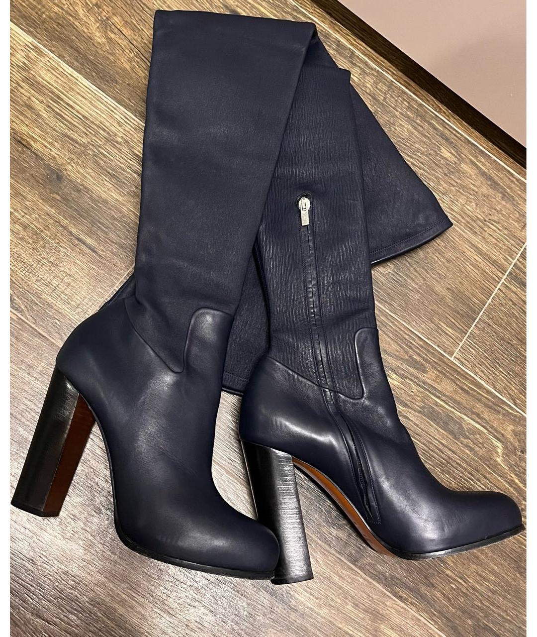 CELINE Темно-синие кожаные ботфорты, фото 8