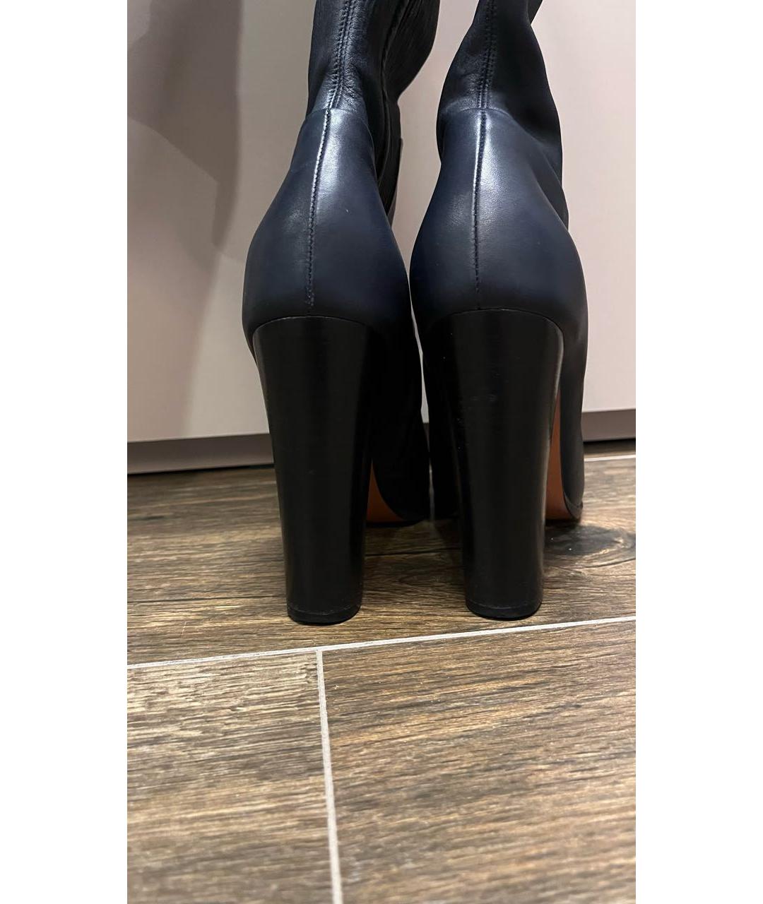 CELINE Темно-синие кожаные ботфорты, фото 4