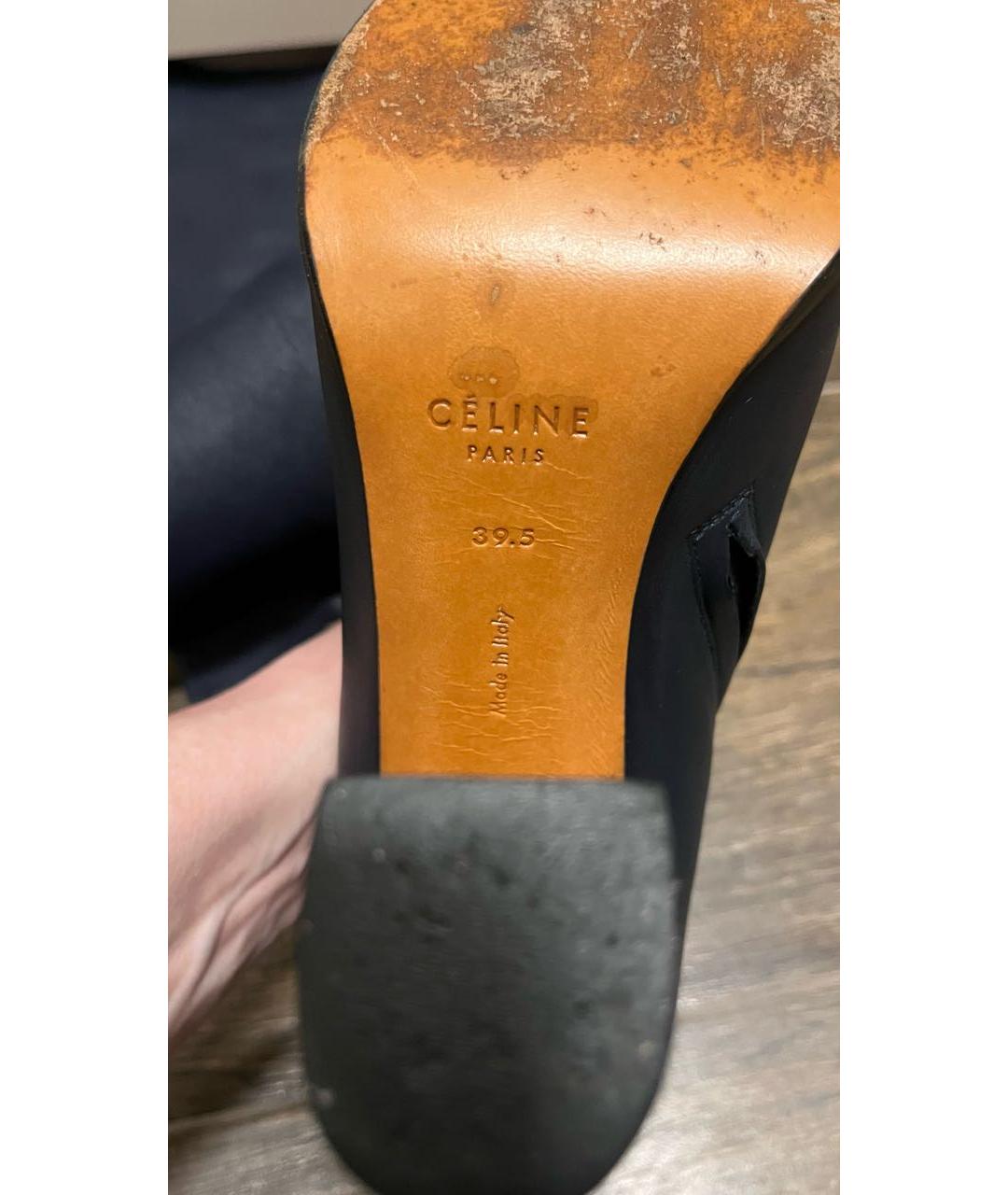 CELINE Темно-синие кожаные ботфорты, фото 7