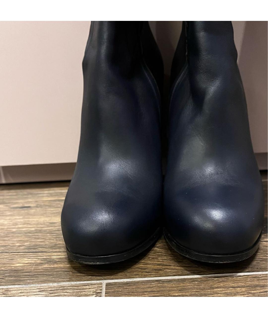 CELINE Темно-синие кожаные ботфорты, фото 3